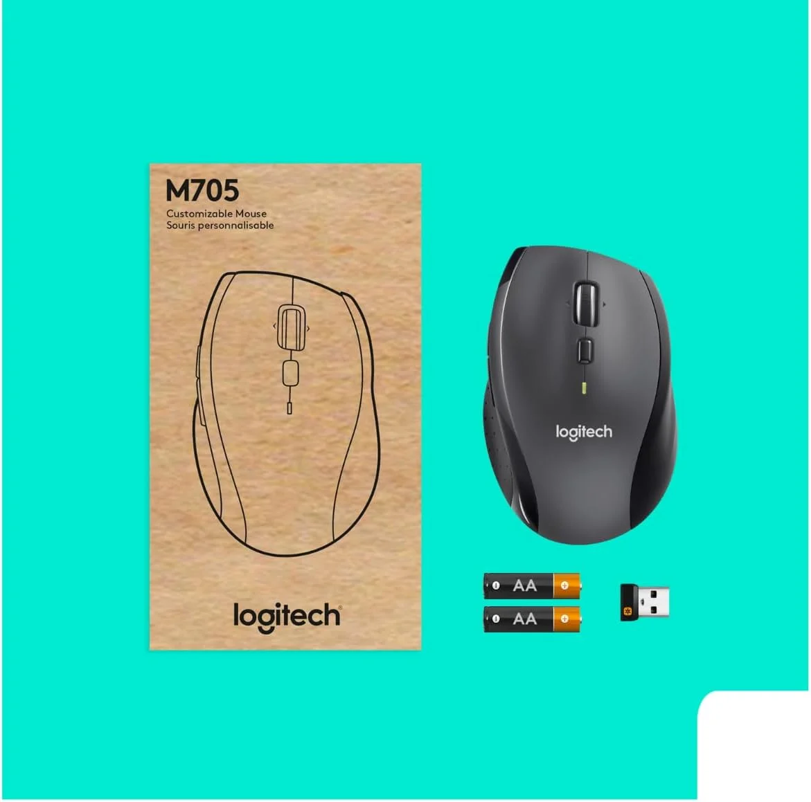 موس بی سیم لاجیتک مدل M705 Marathon - نقره ای