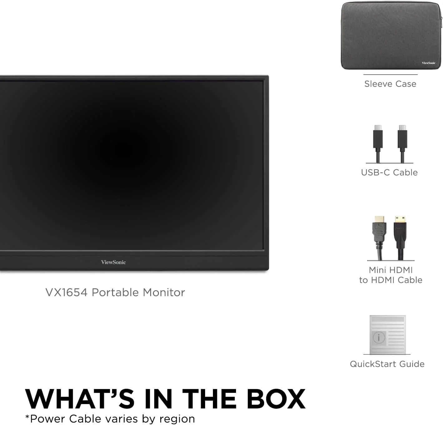 مانیتور گیمینگ قابل حمل 16 اینچی ویوسونیک VX1654 (1920 x 1080)، 144 هرتز، 6.5 میلی‌ثانیه، SuperClear® IPS، مینی HDMI، 2 USB نوع C، بلندگو