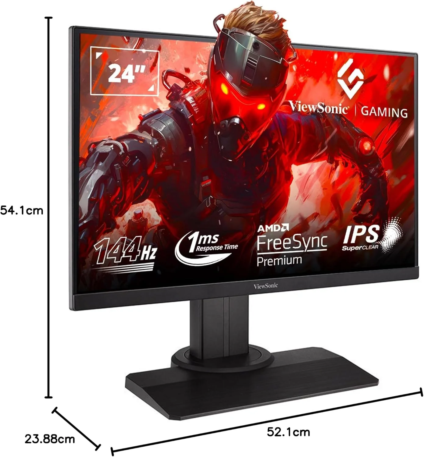 مانیتور گیمینگ 24 اینچی Viewsonic Xg2405 با رزولوشن 1080P، زمان پاسخگویی 1 میلی‌ثانیه، نرخ تازه‌سازی 144 هرتز و پنل IPS بدون حاشیه، مشکی