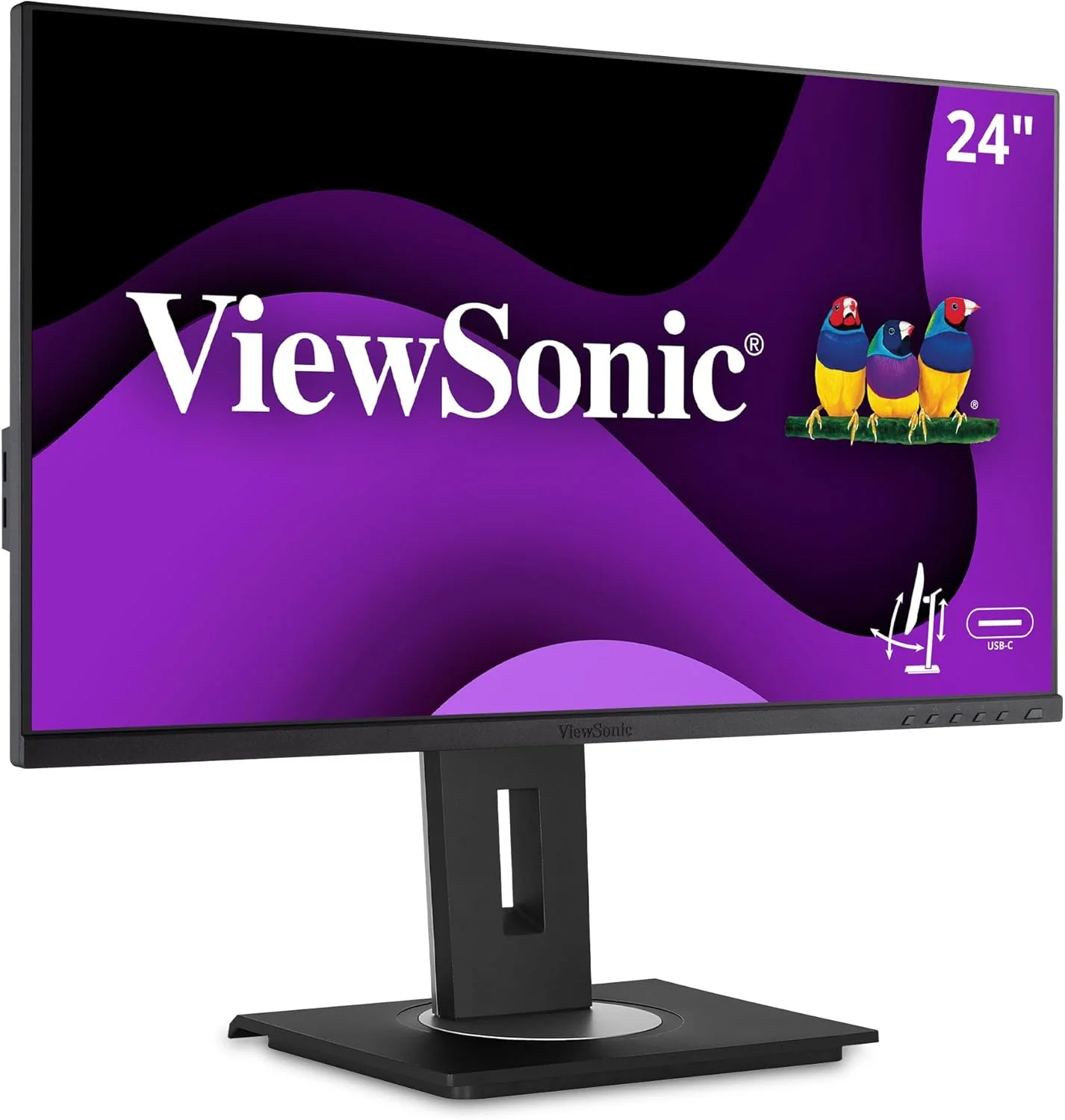 مانیتور 24 اینچی ویوسونیک VG2455 با پنل IPS، رزولوشن 1080p، پورت USB 3.1 Type C، HDMI، DisplayPort، VGA و طراحی ارگونومیک با قابلیت چرخش 40 درجه مناسب برای خانه و محل کار