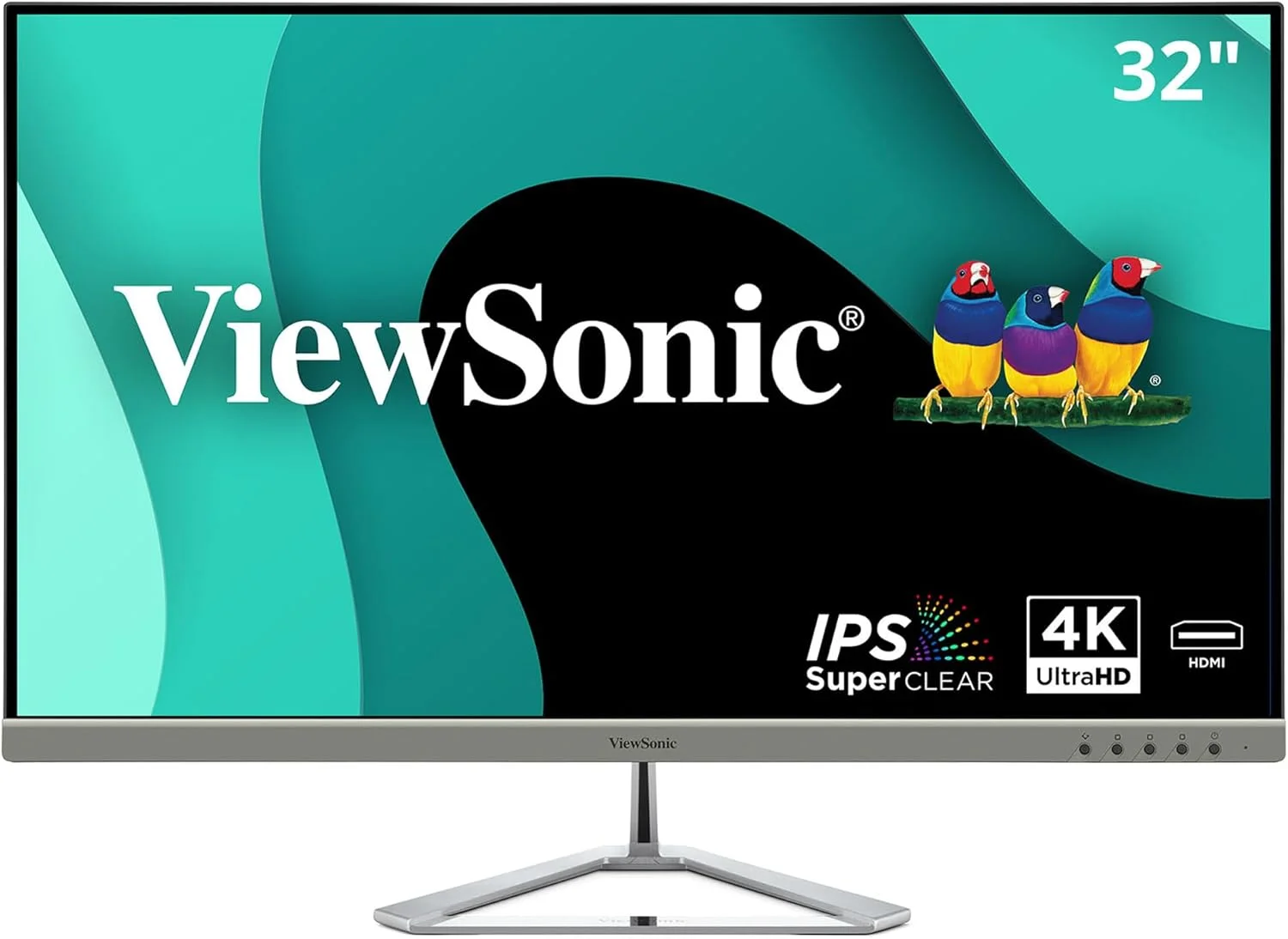 مانیتور 32 اینچی 4K UHD ویوسونیک VX3276-4K-MHD با حاشیه‌های فوق‌العاده باریک، HDR10، HDMI و DisplayPort برای خانه و محل کار