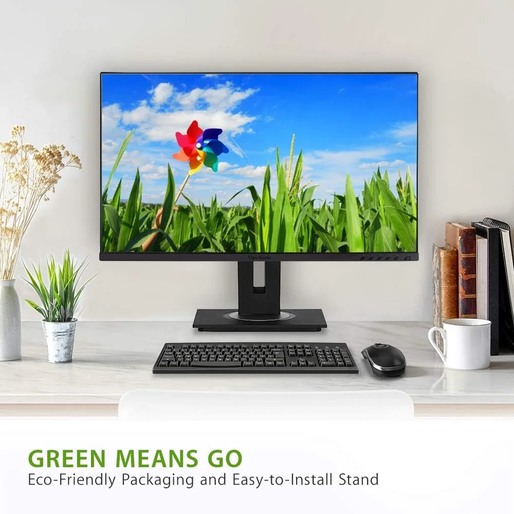 مانیتور 24 اینچی ویوسونیک VG2455 با پنل IPS، رزولوشن 1080p، پورت USB 3.1 Type C، HDMI، DisplayPort، VGA و طراحی ارگونومیک با قابلیت چرخش 40 درجه مناسب برای خانه و محل کار