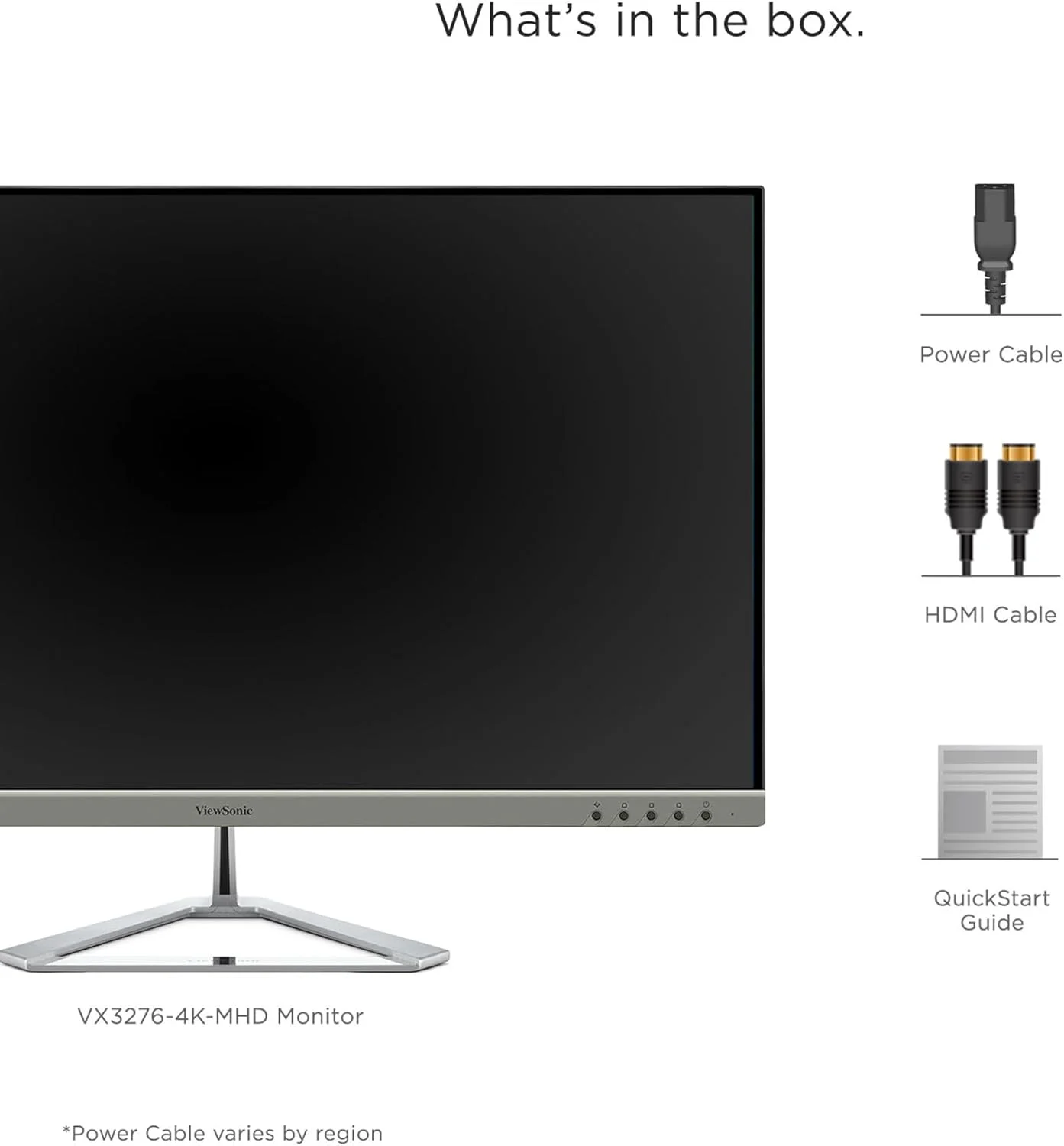 مانیتور 32 اینچی 4K UHD ویوسونیک VX3276-4K-MHD با حاشیه‌های فوق‌العاده باریک، HDR10، HDMI و DisplayPort برای خانه و محل کار