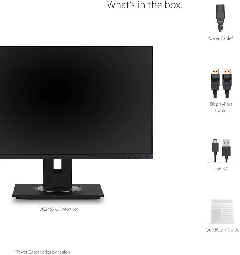 مانیتور 24 اینچی ویوسونیک VG2455 با پنل IPS، رزولوشن 1080p، پورت USB 3.1 Type C، HDMI، DisplayPort، VGA و طراحی ارگونومیک با قابلیت چرخش 40 درجه مناسب برای خانه و محل کار