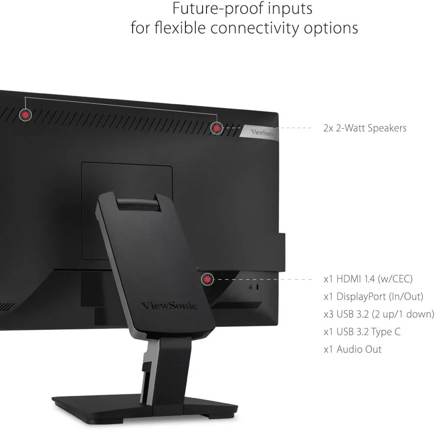 مانیتور لمسی 24 اینچی ویوسونیک 1080P، مشکی، 12.6" X 21.2" X 2"، مدل Td2455
