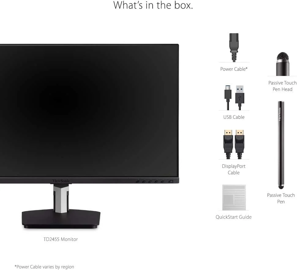 مانیتور لمسی 24 اینچی ویوسونیک 1080P، مشکی، 12.6" X 21.2" X 2"، مدل Td2455