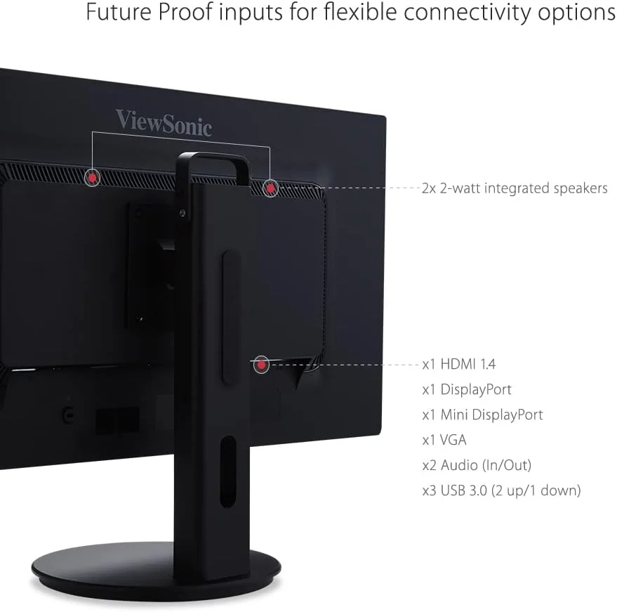 مانیتور 24 اینچی بدون حاشیه ویوسونیک VG2453 با پنل IPS و رزولوشن 1080p، طراحی ارگونومیک، دارای پورت HDMI و DisplayPort مناسب برای خانه و محل کار، مشکی