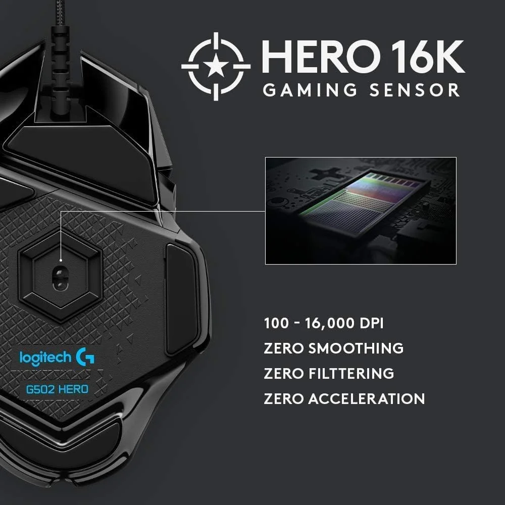 موس گیمینگ با عملکرد بالا Logitech G502 HERO (بازسازی شده)