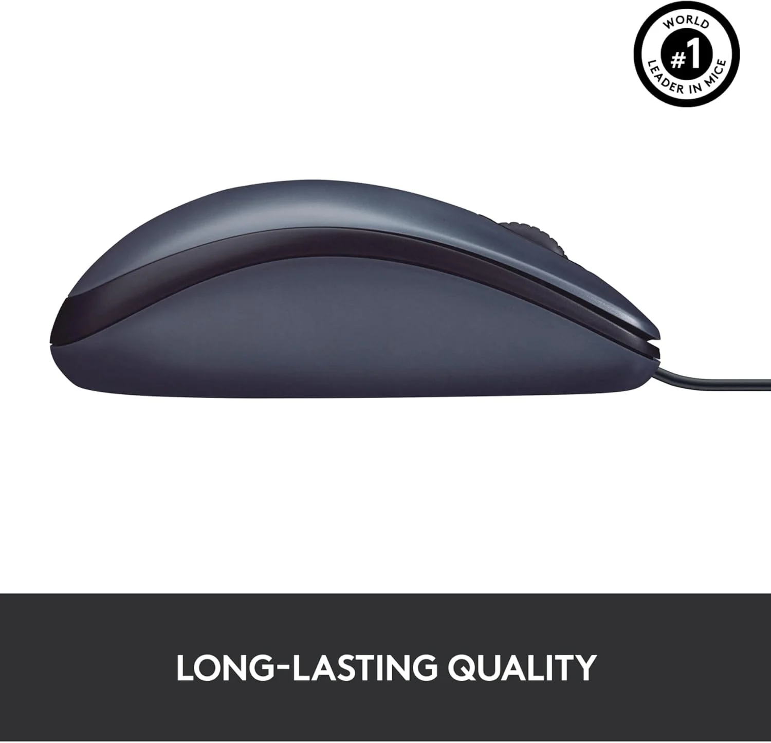 موس سیم دار Logitech B100 با اتصال USB، حسگر اپتیکال 800 DPI، 3 دکمه، مناسب برای افراد راست دست و چپ دست، PC/Mac - مشکی
