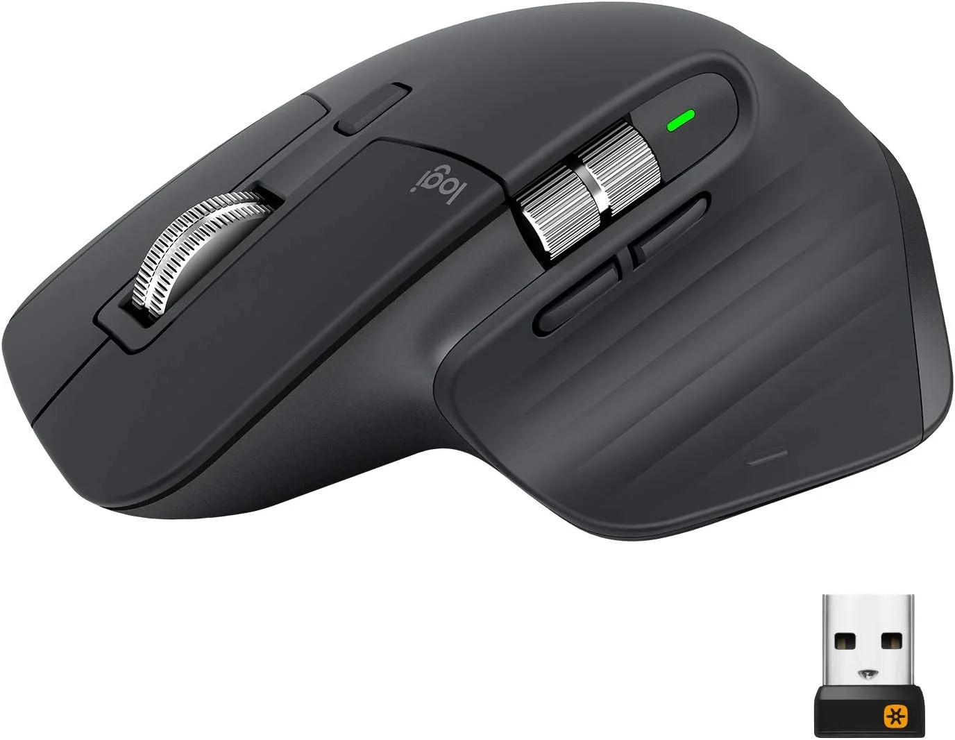 موس بی سیم پیشرفته لاجیتک Mx Master 3 - پیمایش فوق العاده سریع، 4000 DPI، قابل استفاده روی هر سطحی، ارگونومیک و قابل تنظیم، شارژ سریع USB-C، بلوتوث، سازگار با PC/Mac/Ipad/Linux - Graphite