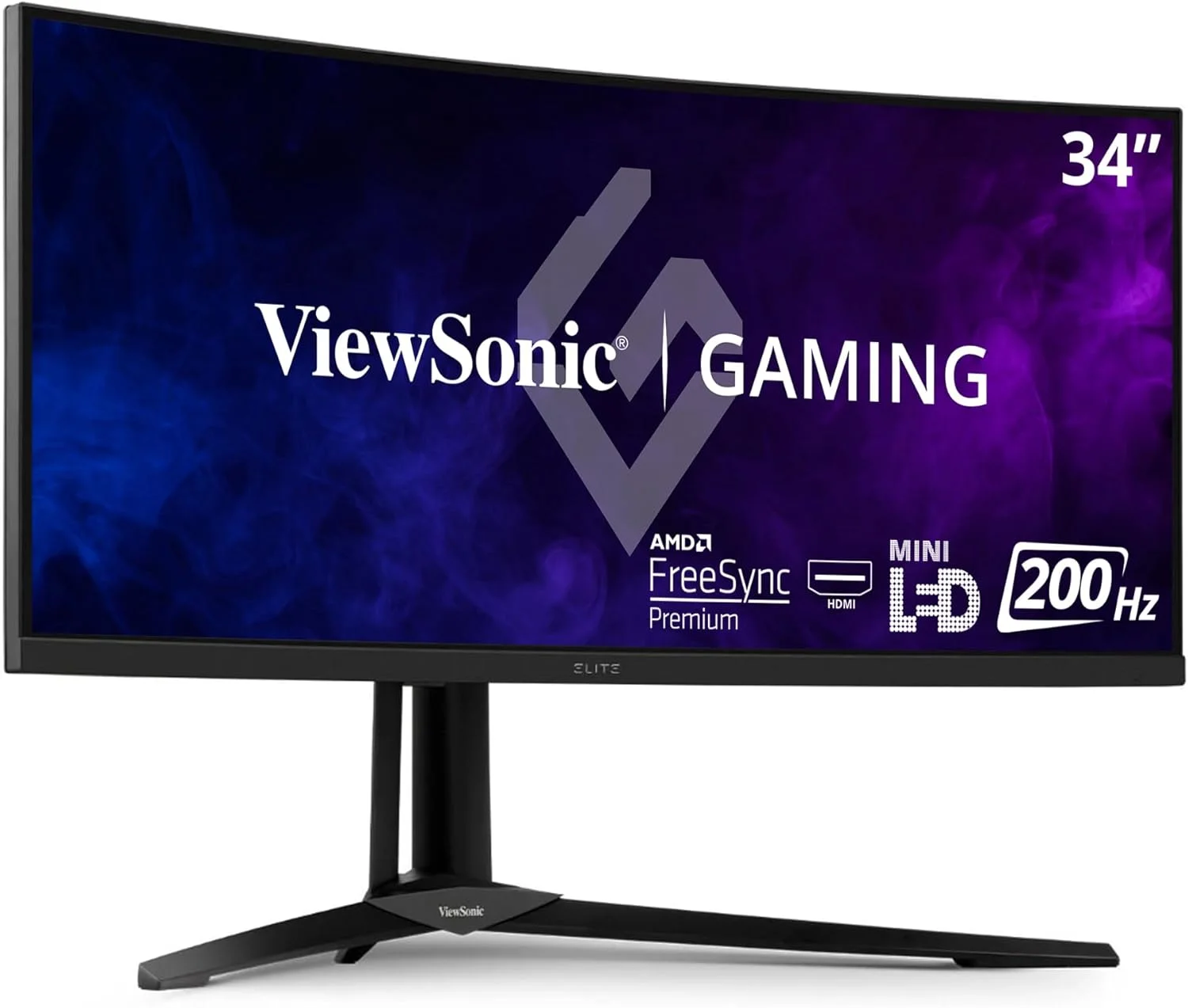 مانیتور گیمینگ خمیده 34 اینچی ViewSonic XG341C-2K با رزولوشن 1440p، نسبت تصویر 21:9، زمان پاسخگویی 1 میلی‌ثانیه، نرخ تازه‌سازی 200 هرتز، FreeSync Premium Pro، Mini LED، HDMI 2.1، USB C و HDR1400