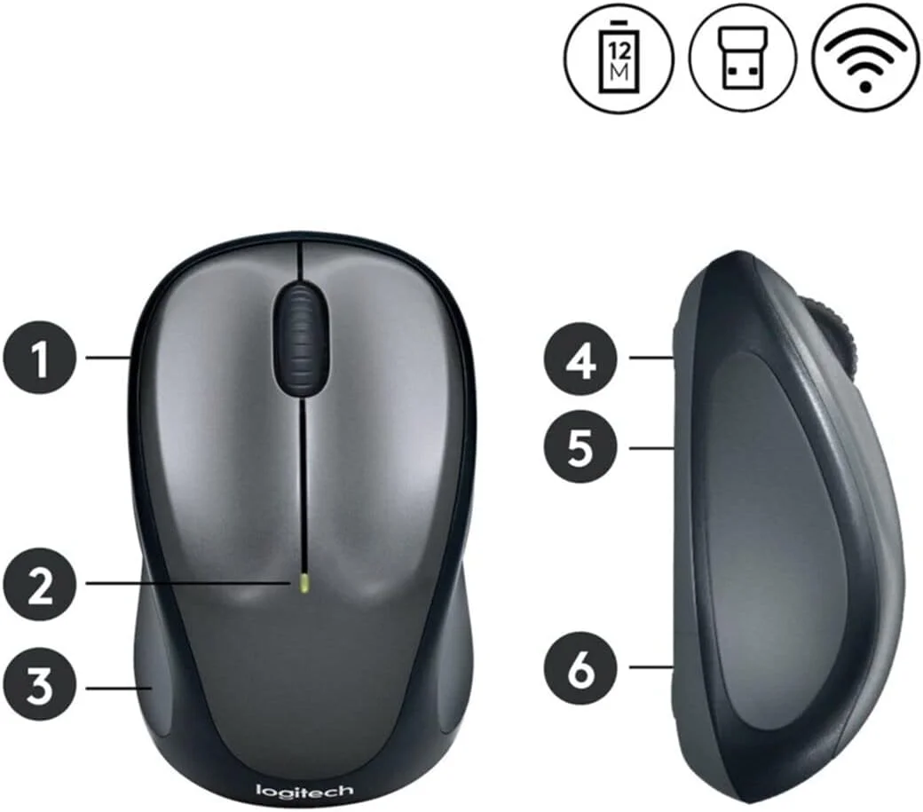 موس بی سیم لاجیتک M235، خاکستری/مشکی
