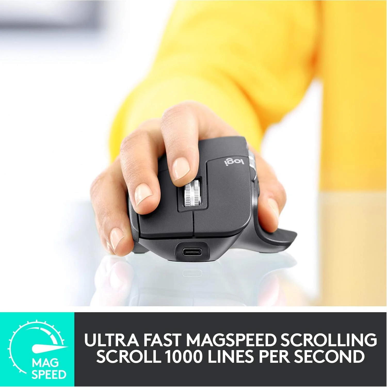 موس بی سیم پیشرفته لاجیتک Mx Master 3 - پیمایش فوق العاده سریع، 4000 DPI، قابل استفاده روی هر سطحی، ارگونومیک و قابل تنظیم، شارژ سریع USB-C، بلوتوث، سازگار با PC/Mac/Ipad/Linux - Graphite موس بی سیم پیشرفته لاجیتک Mx Master 3 - پیمایش فوق العاده سریع، 4000 DPI، قابل استفاده روی هر سطحی، ارگونومیک و قابل تنظیم، شارژ سریع USB-C، بلوتوث، سازگار با PC/Mac/Ipad/Linux - Graphite