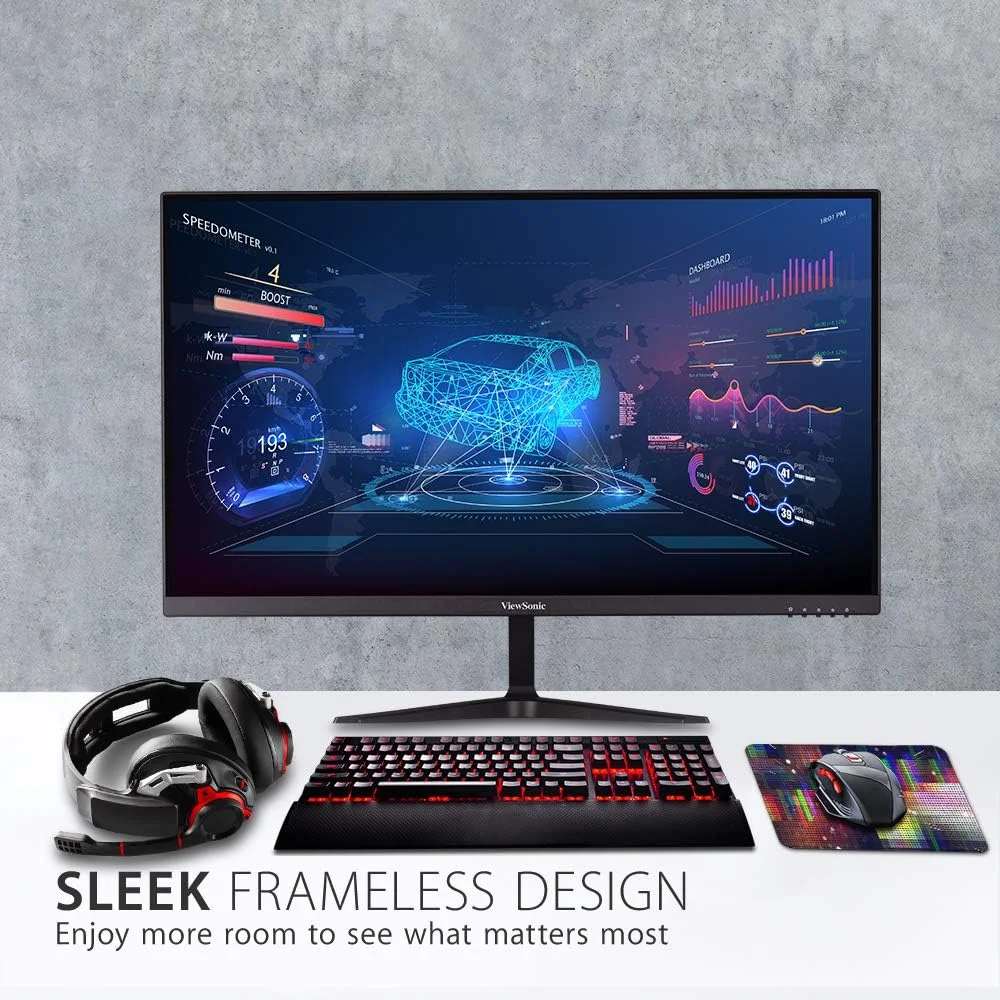 مانیتور گیمینگ 27 اینچی بدون حاشیه ویوسونیک VX2718-P-MHD Full HD 1080p با نرخ تازه سازی 165 هرتز و زمان پاسخگویی 1 میلی ثانیه، Adaptive-Sync، محافظت از چشم، HDMI و Display Port