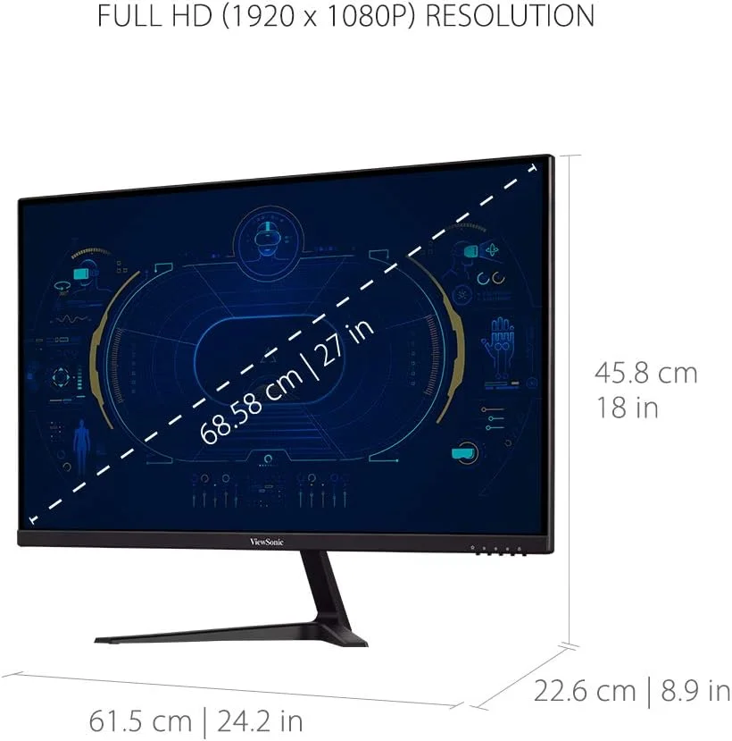 مانیتور گیمینگ 27 اینچی بدون حاشیه ویوسونیک VX2718-P-MHD Full HD 1080p با نرخ تازه سازی 165 هرتز و زمان پاسخگویی 1 میلی ثانیه، Adaptive-Sync، محافظت از چشم، HDMI و Display Port
