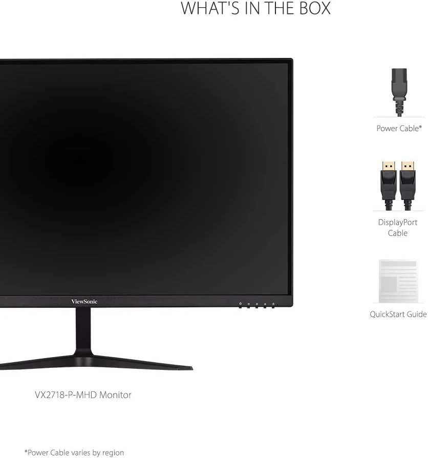 مانیتور گیمینگ 27 اینچی بدون حاشیه ویوسونیک VX2718-P-MHD Full HD 1080p با نرخ تازه سازی 165 هرتز و زمان پاسخگویی 1 میلی ثانیه، Adaptive-Sync، محافظت از چشم، HDMI و Display Port