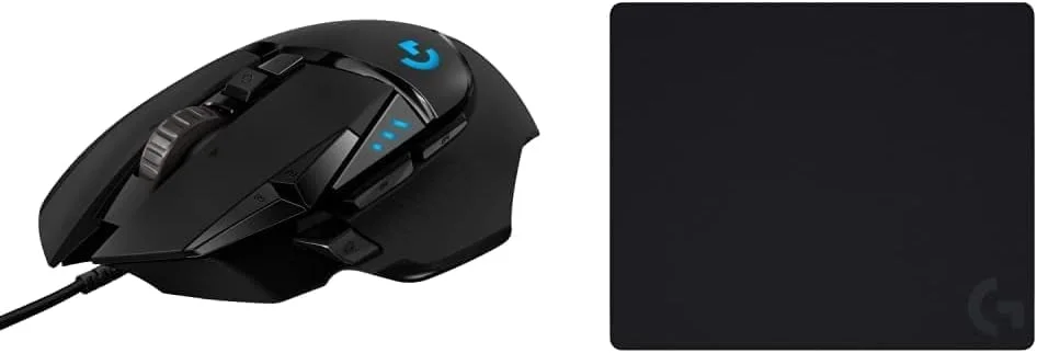 موس گیمینگ با عملکرد بالا Logitech G502 HERO با حسگر HERO 25K، RGB، 11 دکمه قابل برنامه ریزی، وزنه های قابل تنظیم، حافظه داخلی، چرخ اسکرول شیب دار و پد موس گیمینگ پارچه ای G240