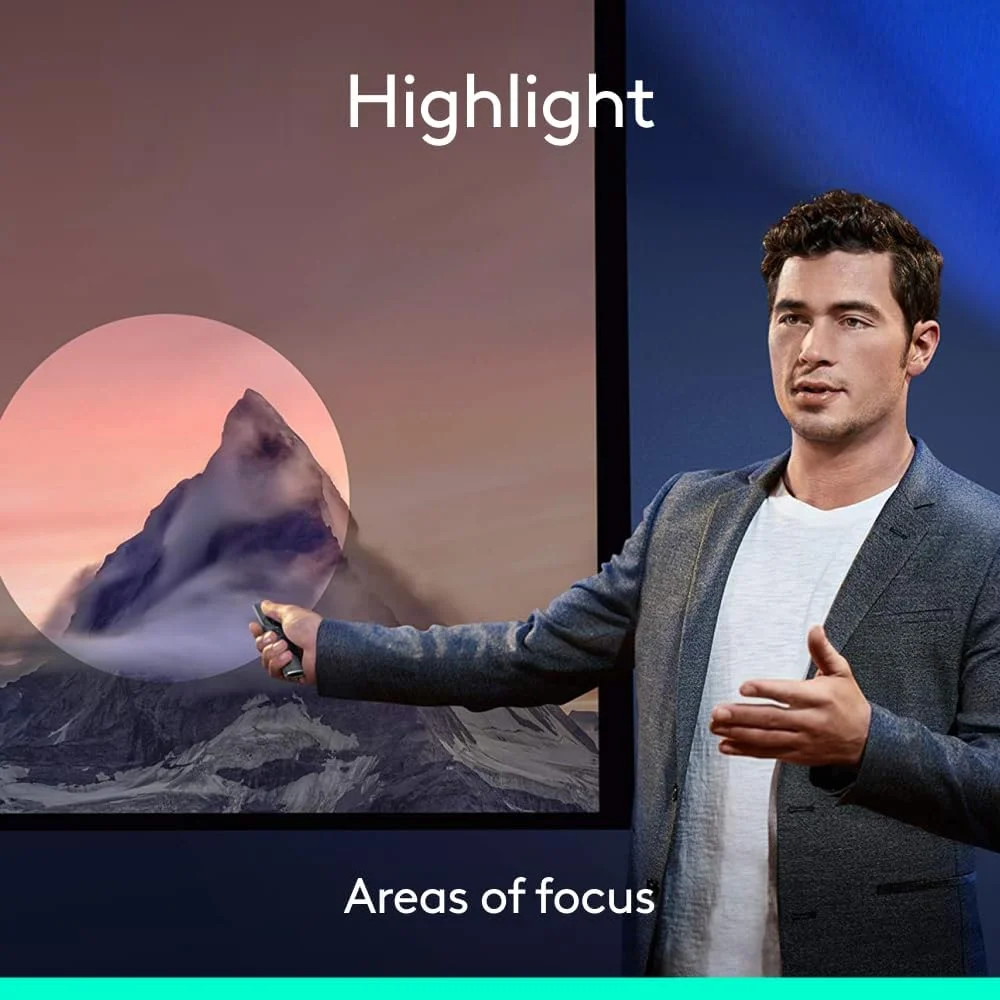 ریموت ارائه لاجیتک Spotlight - کلیکر ارائه بی سیم جهانی با نشانگر لیزری، برجسته سازی دیجیتال پیشرفته، بلوتوث، برد 30 متری و شارژ سریع - خاکستری ریموت ارائه لاجیتک Spotlight - کلیکر ارائه بی سیم جهانی با نشانگر لیزری، برجسته سازی دیجیتال پیشرفته، بلوتوث، برد 30 متری و شارژ سریع - خاکستری