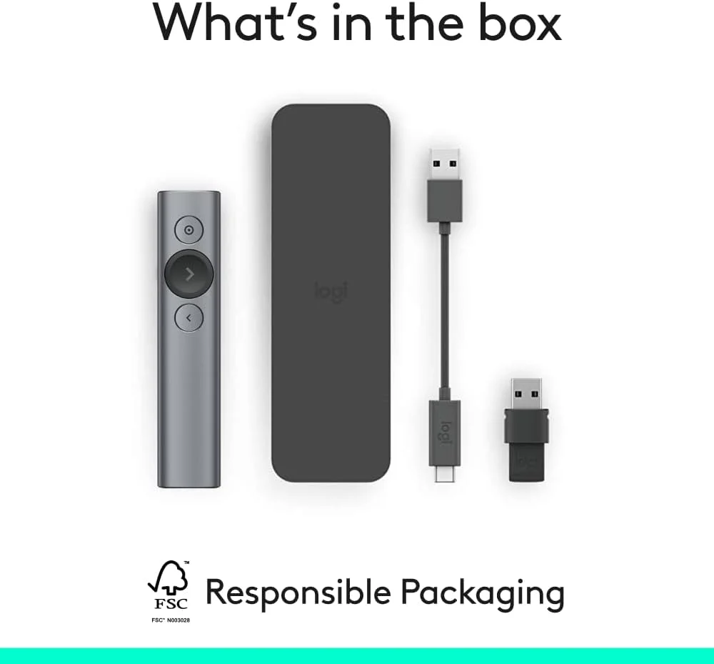 ریموت ارائه لاجیتک Spotlight - کلیکر ارائه بی سیم جهانی با نشانگر لیزری، برجسته سازی دیجیتال پیشرفته، بلوتوث، برد 30 متری و شارژ سریع - خاکستری ریموت ارائه لاجیتک Spotlight - کلیکر ارائه بی سیم جهانی با نشانگر لیزری، برجسته سازی دیجیتال پیشرفته، بلوتوث، برد 30 متری و شارژ سریع - خاکستری