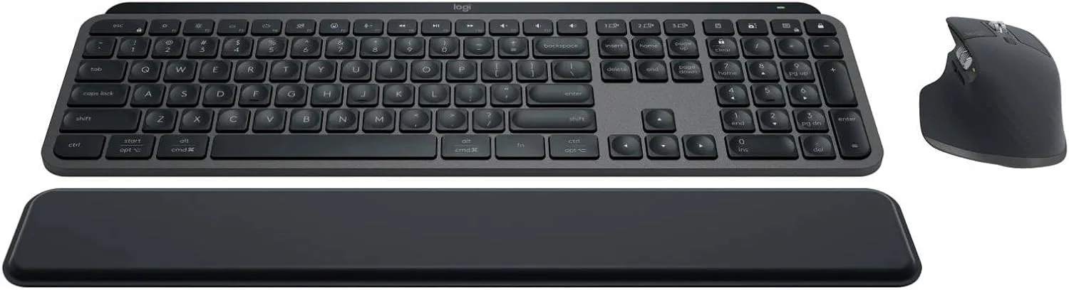 مجموعه Logitech MX Keys برای کسب و کار | نسل 2، کیبورد بی سیم و ماوس بی سیم سایز کامل، با تکیه گاه مچ دست کیبورد، بلوتوث، Logi Bolt، کلیک های بی صدا، ویندوز/مک/کروم/لینوکس - گرافیت - ARA
