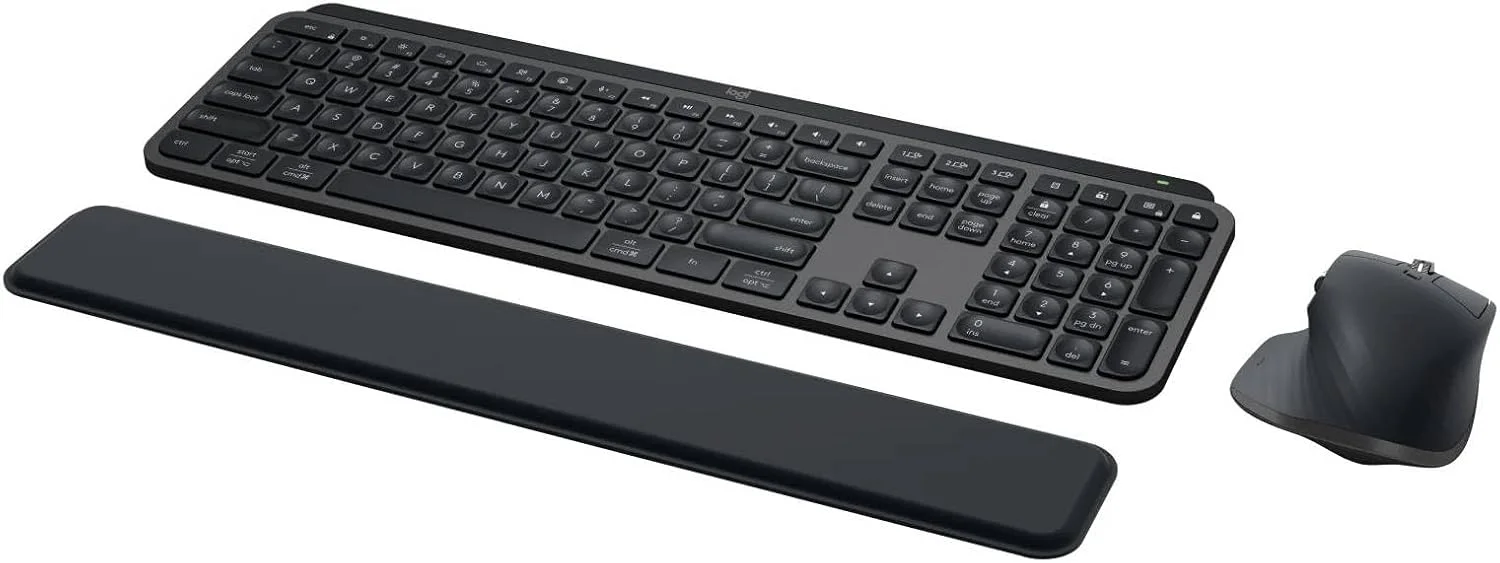 مجموعه Logitech MX Keys برای کسب و کار | نسل 2، کیبورد بی سیم و ماوس بی سیم سایز کامل، با تکیه گاه مچ دست کیبورد، بلوتوث، Logi Bolt، کلیک های بی صدا، ویندوز/مک/کروم/لینوکس - گرافیت - ARA