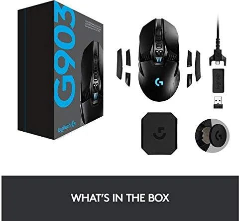 موس گیمینگ بیسیم Logitech G903 LIGHTSPEED، سنسور 25K Hero، 12000 DPI، RGB، سبک وزن، 7 تا 11 دکمه قابل برنامهریزی، عمر باتری طولانی، سازگار با PC / Mac - مشکی موس گیمینگ بیسیم Logitech G903 LIGHTSPEED، سنسور 25K Hero، 12000 DPI، RGB، سبک وزن، 7 تا 11 دکمه قابل برنامهریزی، عمر باتری طولانی، سازگار با PC / Mac - مشکی