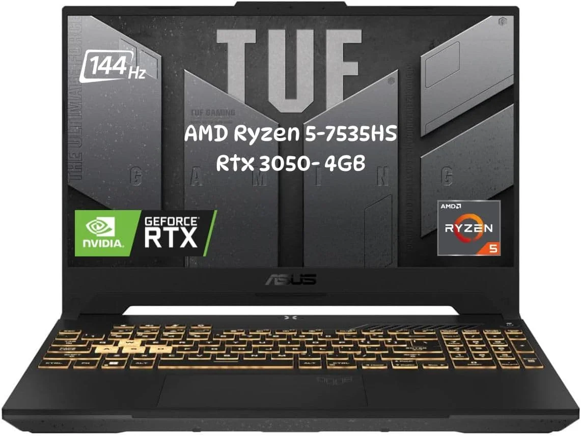 لپ تاپ ایسوس TUF Gaming A15 (2024) AMD Ryzen 5-7535HS / صفحه نمایش 15.6 اینچ FHD 144Hz / 1 ترابایت SSD / 32 گیگابایت رم / 4 گیگابایت گرافیک NVIDIA GeForce RTX 3050 / ویندوز 11 کیبورد انگلیسی / مشکی گرافیت لپ تاپ ایسوس TUF Gaming A15 (2024) AMD Ryzen 5-7535HS / صفحه نمایش 15.6 اینچ FHD 144Hz / 1 ترابایت SSD / 32 گیگابایت رم / 4 گیگابایت گرافیک NVIDIA GeForce RTX 3050 / ویندوز 11 کیبورد انگلیسی / مشکی گرافیت