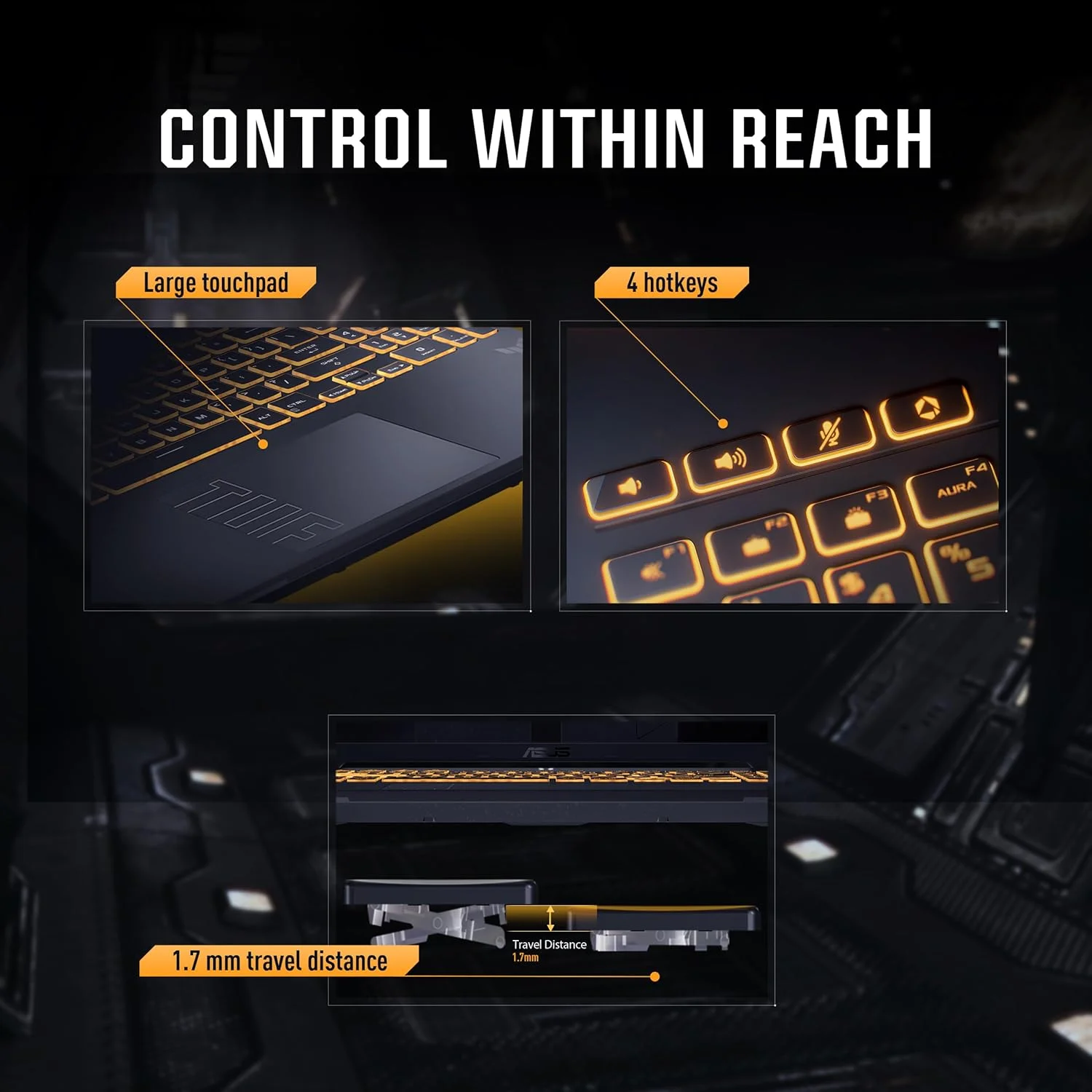 لپ تاپ گیمینگ ایسوس TUF Gaming F16، پردازنده Intel Core 5 210H، کارت گرافیک NVIDIA RTX 3050 6GB، رم 16 گیگابایت، SSD 512 گیگابایت، صفحه نمایش 16.0 اینچی FHD+ 144 هرتز، ویندوز 11، خاکستری مکا، [FX607VJ-RL012W]