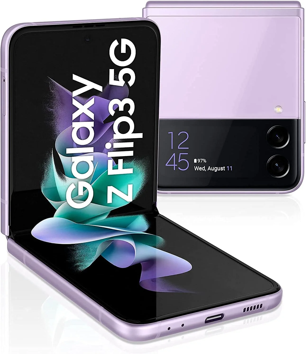 گوشی هوشمند سامسونگ Galaxy Z Flip3 5G بدون سیم کارت، گوشی تاشو اندروید 256 گیگابایت بنفش (نسخه انگلستان)