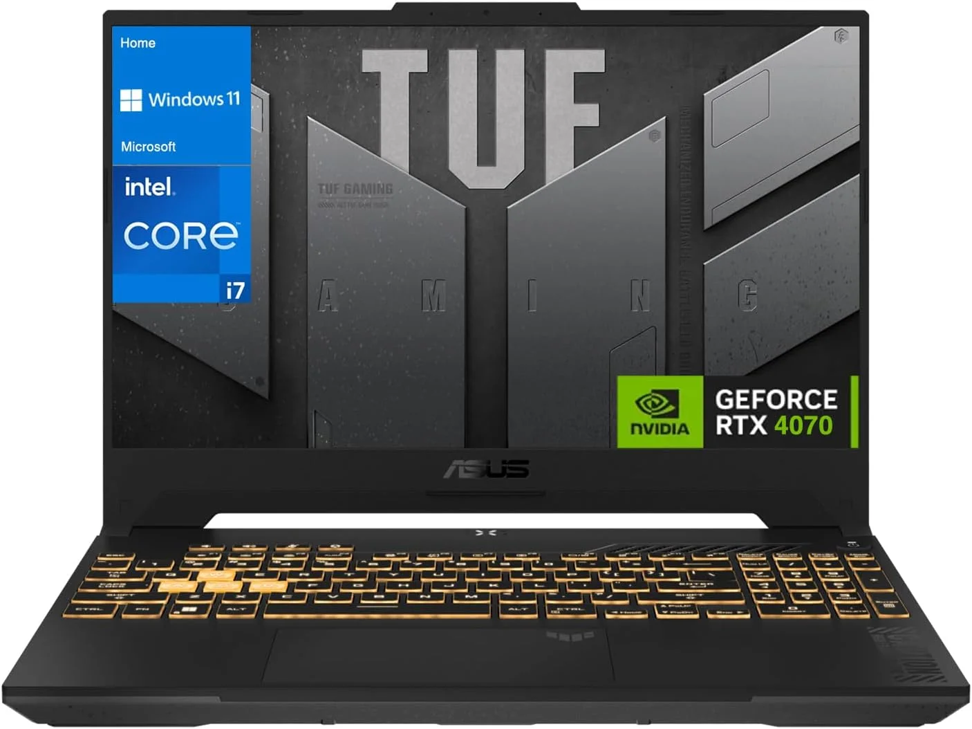 لپ تاپ گیمینگ ایسوس TUF F15 FX507VI با پردازنده نسل سیزدهم Intel Core i7-13620H، رم 16 گیگابایت DDR5، حافظه SSD 1 ترابایت، کارت گرافیک NVIDIA GeForce RTX 4070 8GB، صفحه نمایش 15.6 اینچ FHD (1920x1080) 144Hz، ویندوز 11 Home، نورپردازی RGB تک رنگ، کیبورد انگلیسی - خاکستری مکانیکی (ارتقا یافته)