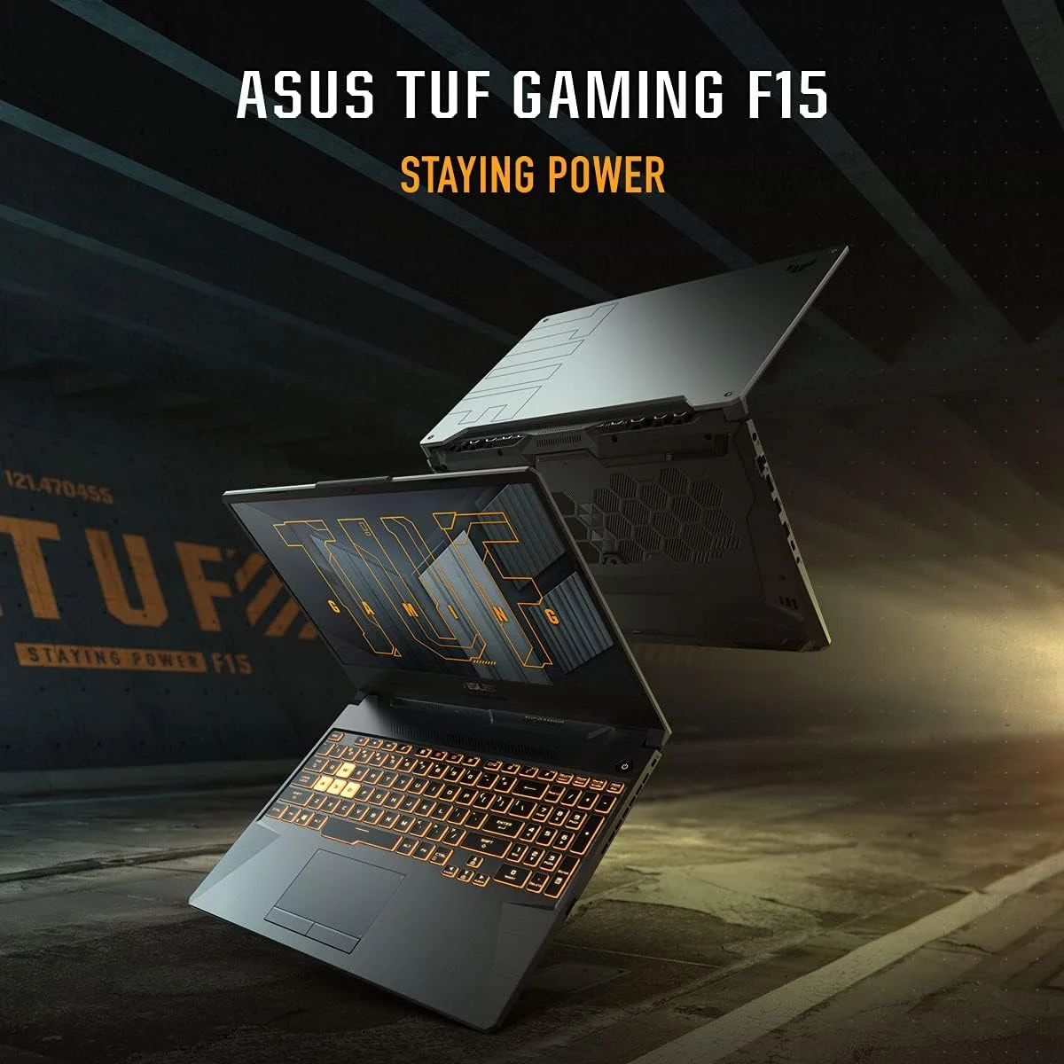 لپ تاپ گیمینگ ایسوس TUF Gaming F15 FX506HC-HN111W (مشکی گرافیتی)، پردازنده I5-11400H، رم 8 گیگابایت، حافظه 512 گیگابایت PCIE G3 SSD، کارت گرافیک NV RTX3050، ویندوز 11 هوم، صفحه نمایش 15.6 اینچ FHD 1920X1080 16:9 144Hz، وب کم HD، کیبورد با نور پس زمینه RGB انگلیسی-عربی