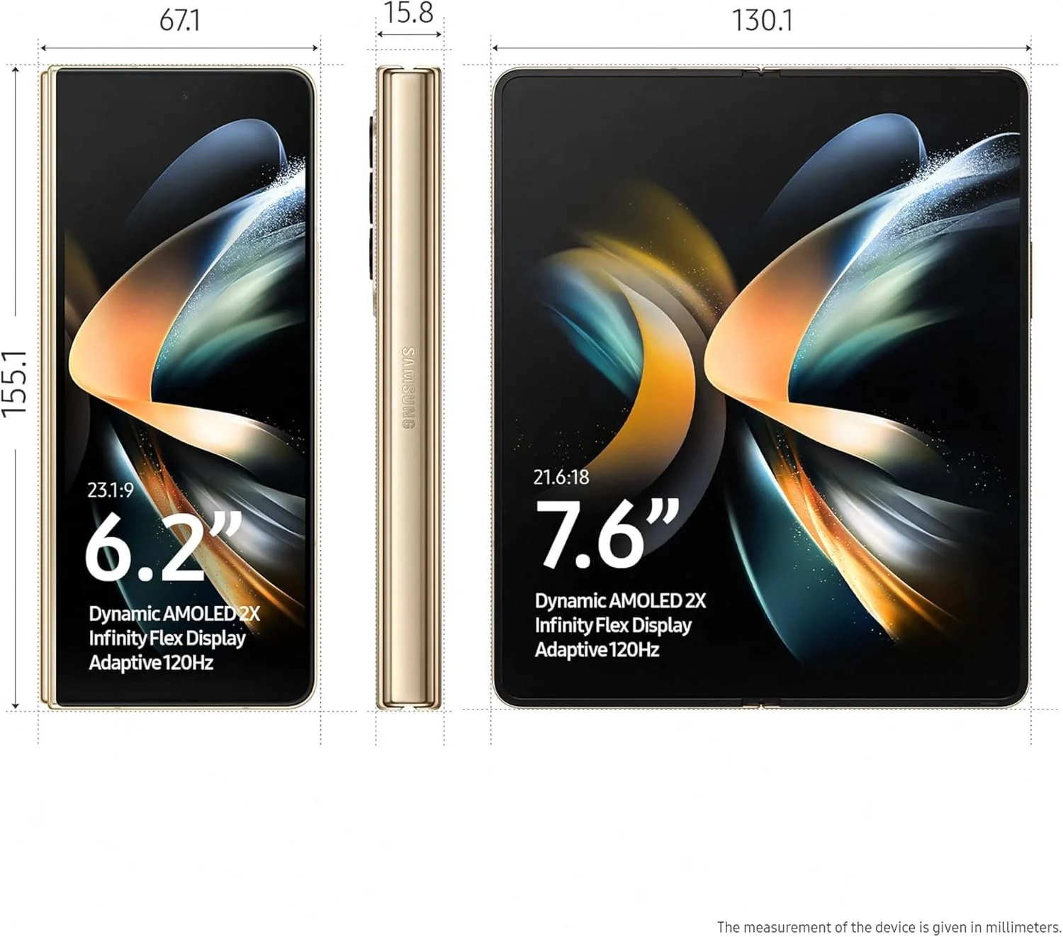 گوشی موبایل سامسونگ Galaxy Z Fold4 5G سیم کارت آزاد، گوشی هوشمند تاشو اندروید 256 گیگابایت، بژ، 3 سال گارانتی سازنده، نسخه انگلستان