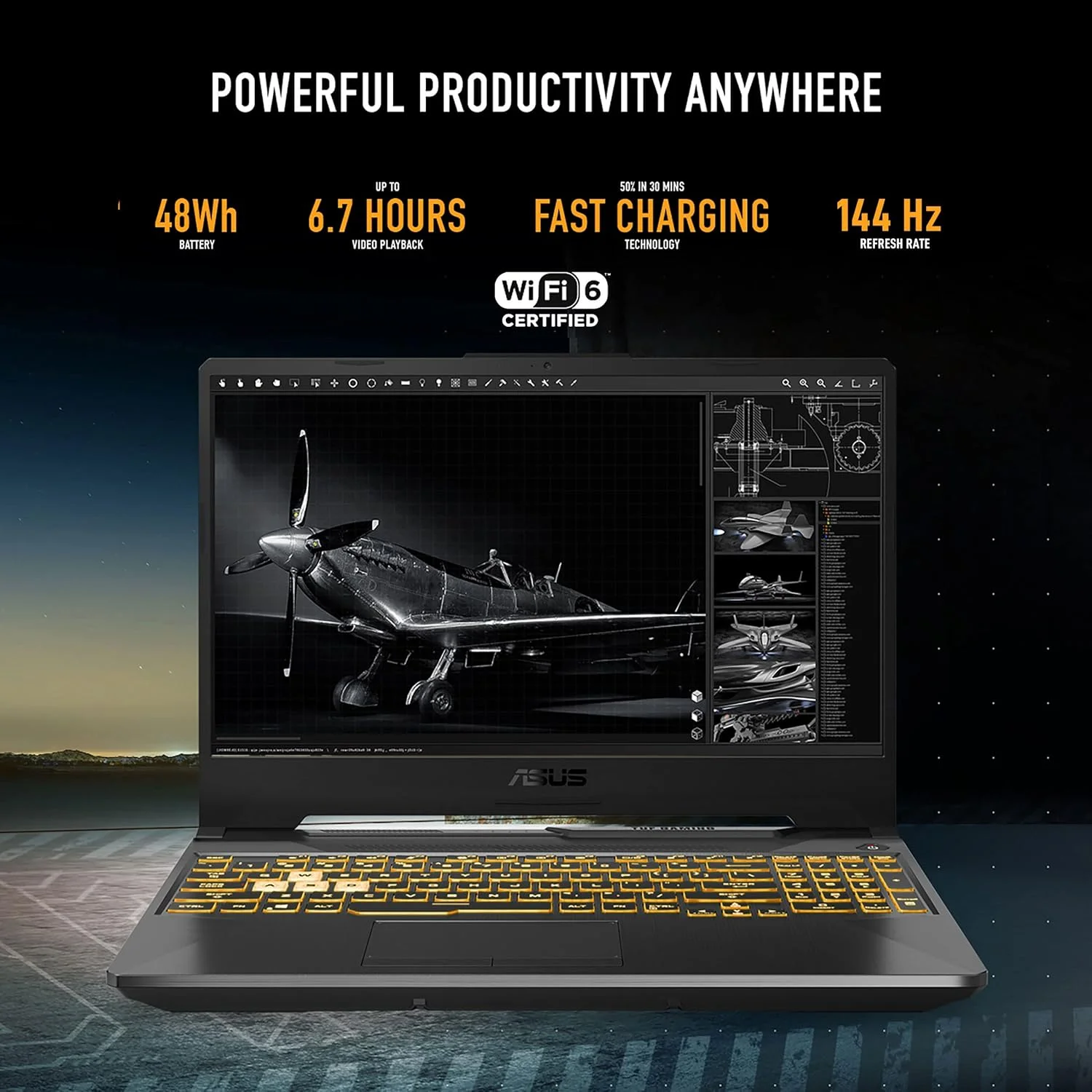 لپ تاپ گیمینگ ایسوس TUF Gaming F15 FX506HC-HN111W (مشکی گرافیتی)، پردازنده I5-11400H، رم 8 گیگابایت، حافظه 512 گیگابایت PCIE G3 SSD، کارت گرافیک NV RTX3050، ویندوز 11 هوم، صفحه نمایش 15.6 اینچ FHD 1920X1080 16:9 144Hz، وب کم HD، کیبورد با نور پس زمینه RGB انگلیسی-عربی