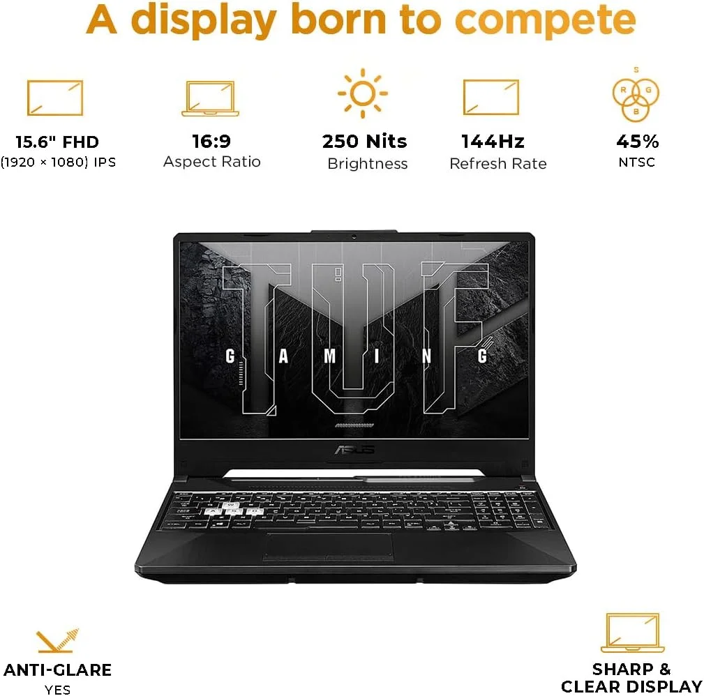 لپ تاپ گیمینگ ایسوس TUF A15 FA506NFR-HN090، پردازنده AMD Ryzen™ 7 7435HS، رم 16 گیگابایت، SSD 512 گیگابایت، کارت گرافیک Nvidia RTX 2050 4GB، صفحه نمایش 15.6 اینچ FHD 144Hz، ویندوز 11 پرو، مشکی گرافیت، نور پس زمینه RGB انگلیسی (ارتقا یافته) لپ تاپ گیمینگ ایسوس TUF A15 FA506NFR-HN090، پردازنده AMD Ryzen™ 7 7435HS، رم 16 گیگابایت، SSD 512 گیگابایت، کارت گرافیک Nvidia RTX 2050 4GB، صفحه نمایش 15.6 اینچ FHD 144Hz، ویندوز 11 پرو، مشکی گرافیت، نور پس زمینه RGB انگلیسی (ارتقا یافته)