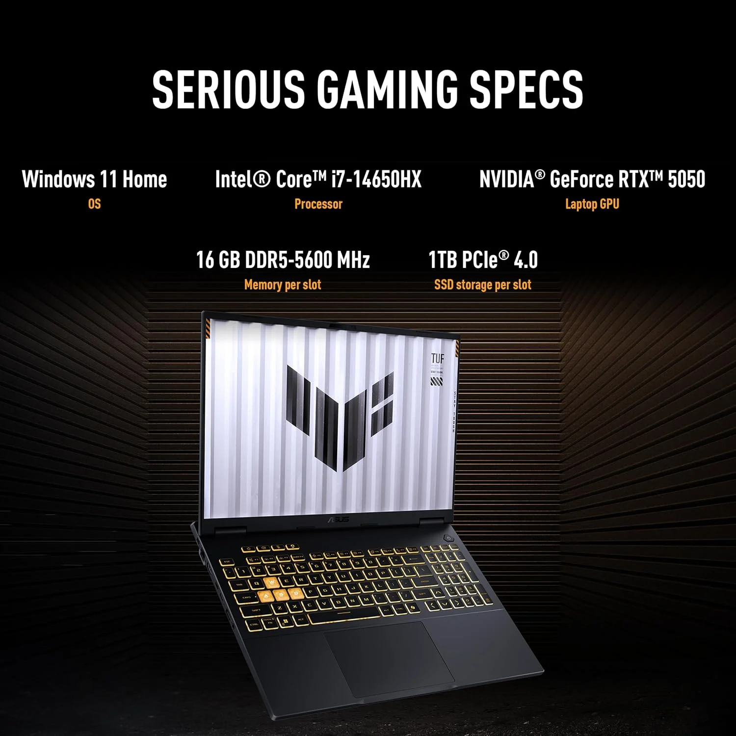 لپ تاپ گیمینگ ایسوس TUF Gaming F16 (خاکستری Jaeger) | NVIDIA RTX 5050 8GB | Intel Core i7 14650HX | 16GB RAM | 1TB SSD | صفحه نمایش 16 اینچی FHD+ 165Hz | Win11 [FX608JHR-RV001W]
