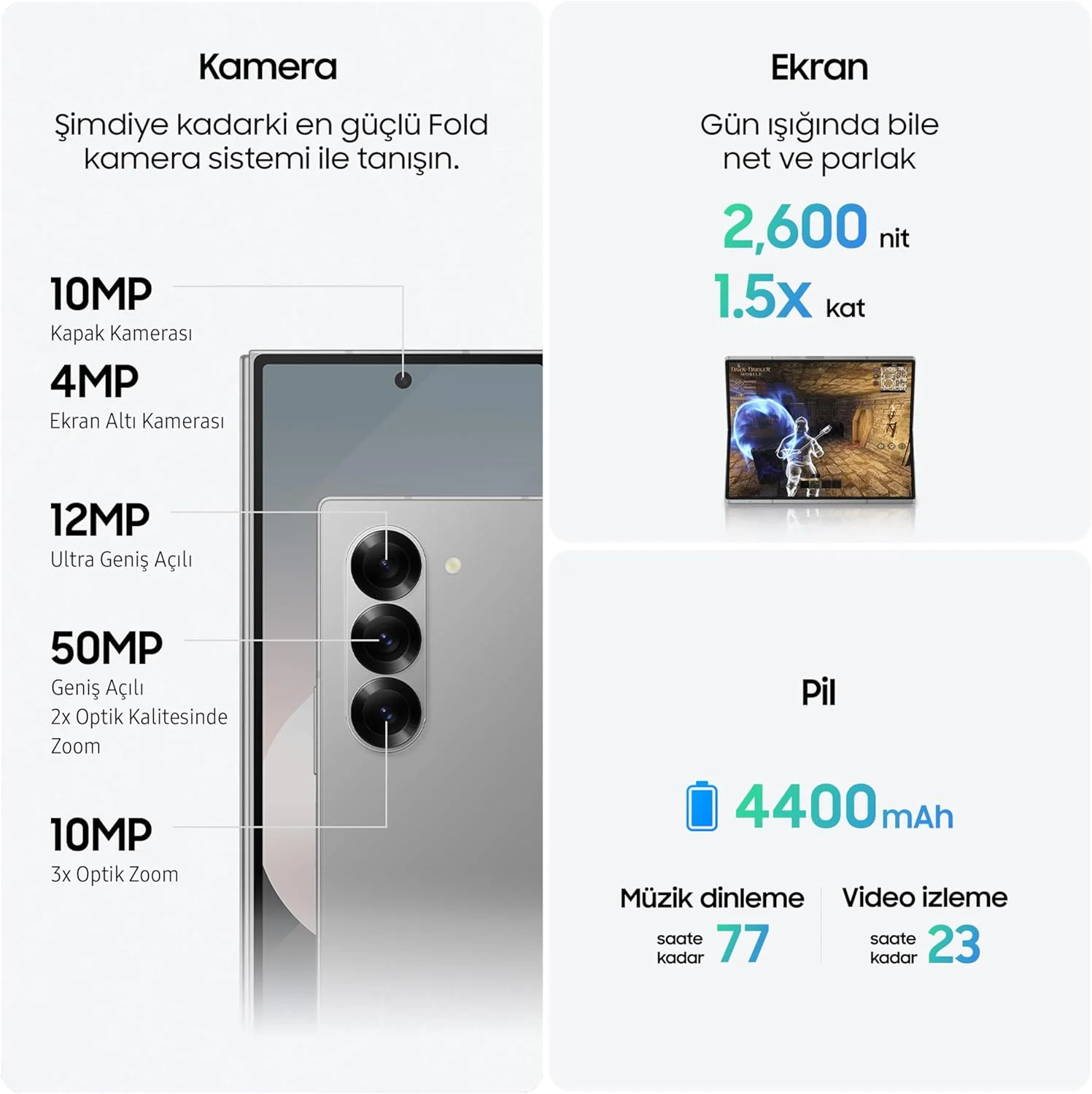 گوشی موبایل سامسونگ Galaxy Z Fold6، رم 12 گیگابایت، حافظه داخلی 256 گیگابایت، سرمه ای، صفحه نمایش بزرگ، 1 سال گارانتی فروشنده (نسخه بین المللی)