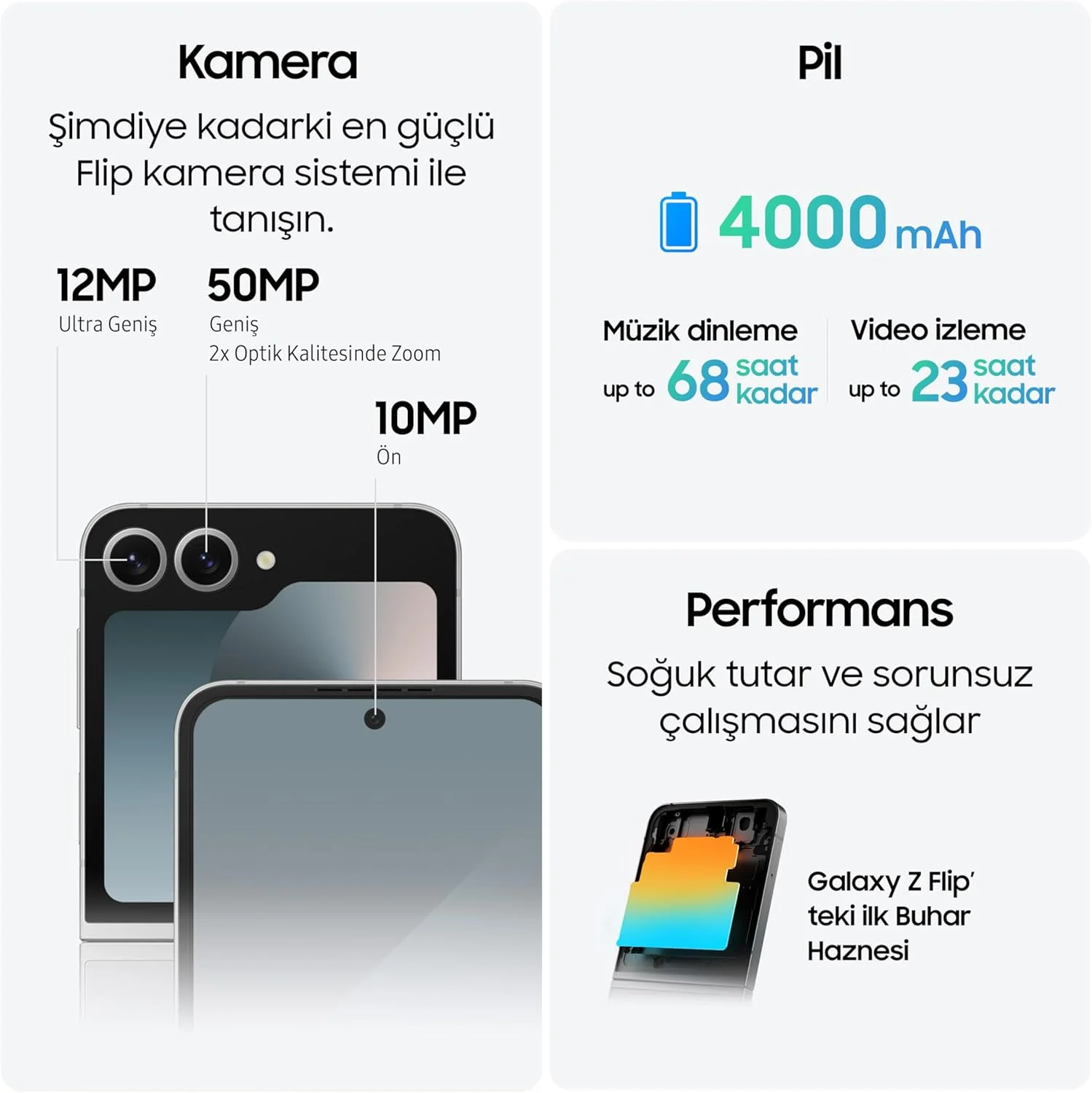گوشی سامسونگ Galaxy Z Flip6 (بازسازی شده)، ۱۲ گیگابایت رم، ۵۱۲ گیگابایت حافظه داخلی، آبی، دوربین ۵۰ مگاپیکسلی، ۱ سال گارانتی فروشنده