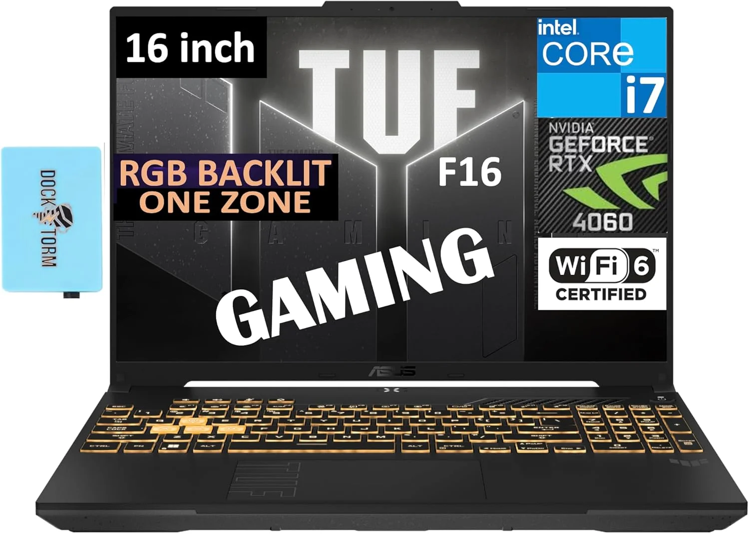 لپ تاپ گیمینگ ASUS TUF Gaming F16 با صفحه نمایش 16.0 اینچ 165 هرتز WUXGA IPS-Level (پردازنده Intel i7-13650HX، رم 64 گیگابایت DDR5، حافظه 1 ترابایت SSD، کارت گرافیک GeForce RTX 4060 8GB، کیبورد با نور پس زمینه RGB، Thunderbolt 4، Wi-Fi 6، BT 5.2، وب کم، Win11H) همراه با هاب
