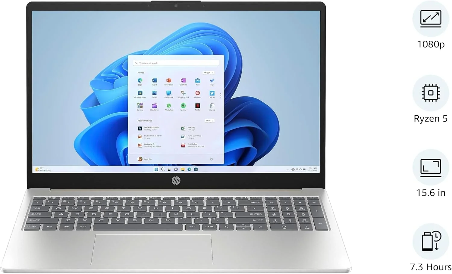 لپ تاپ HP مدل 15-fc0010ne، صفحه نمایش 15.6 اینچ FHD، پردازنده نسل هفتم AMD Ryzen? 5، رم 8 گیگابایت، حافظه SSD 512 گیگابایت، گرافیک AMD Radeon?، ویندوز 11 هوم، صفحه کلید En-Ar، طلایی گرم - [7Q791EA]
