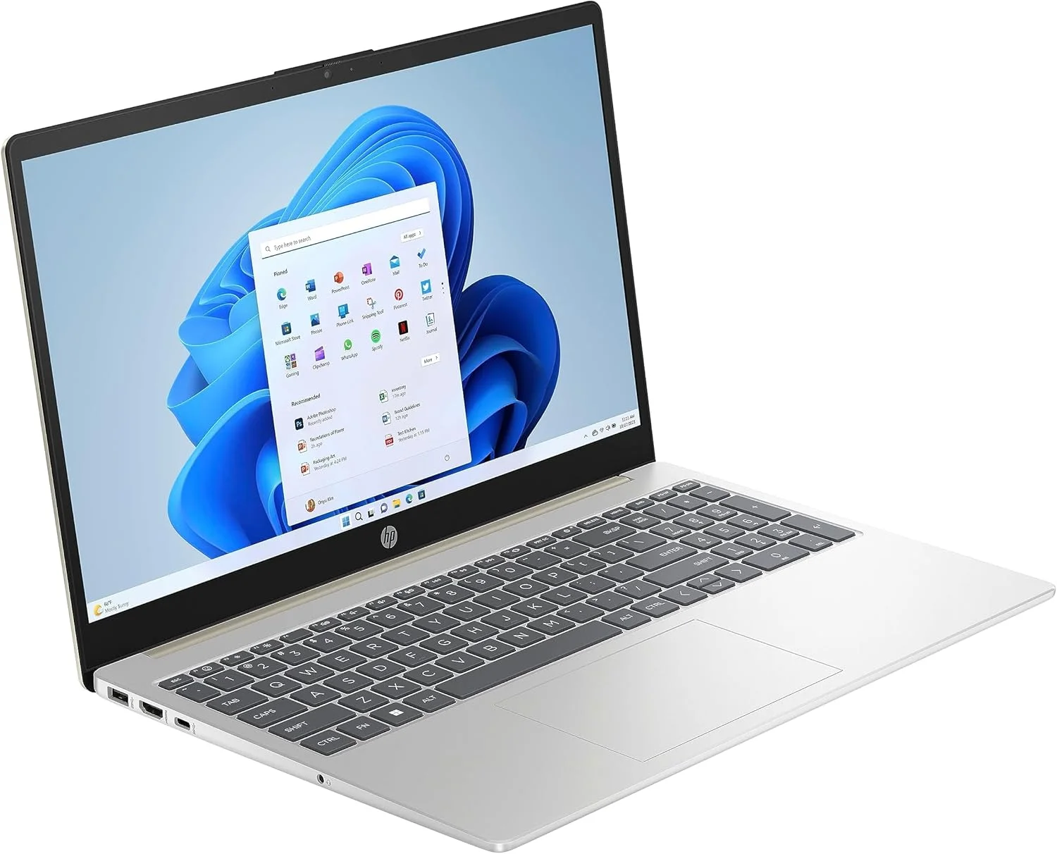 لپ تاپ HP مدل 15-fc0010ne، صفحه نمایش 15.6 اینچ FHD، پردازنده نسل هفتم AMD Ryzen? 5، رم 8 گیگابایت، حافظه SSD 512 گیگابایت، گرافیک AMD Radeon?، ویندوز 11 هوم، صفحه کلید En-Ar، طلایی گرم - [7Q791EA]