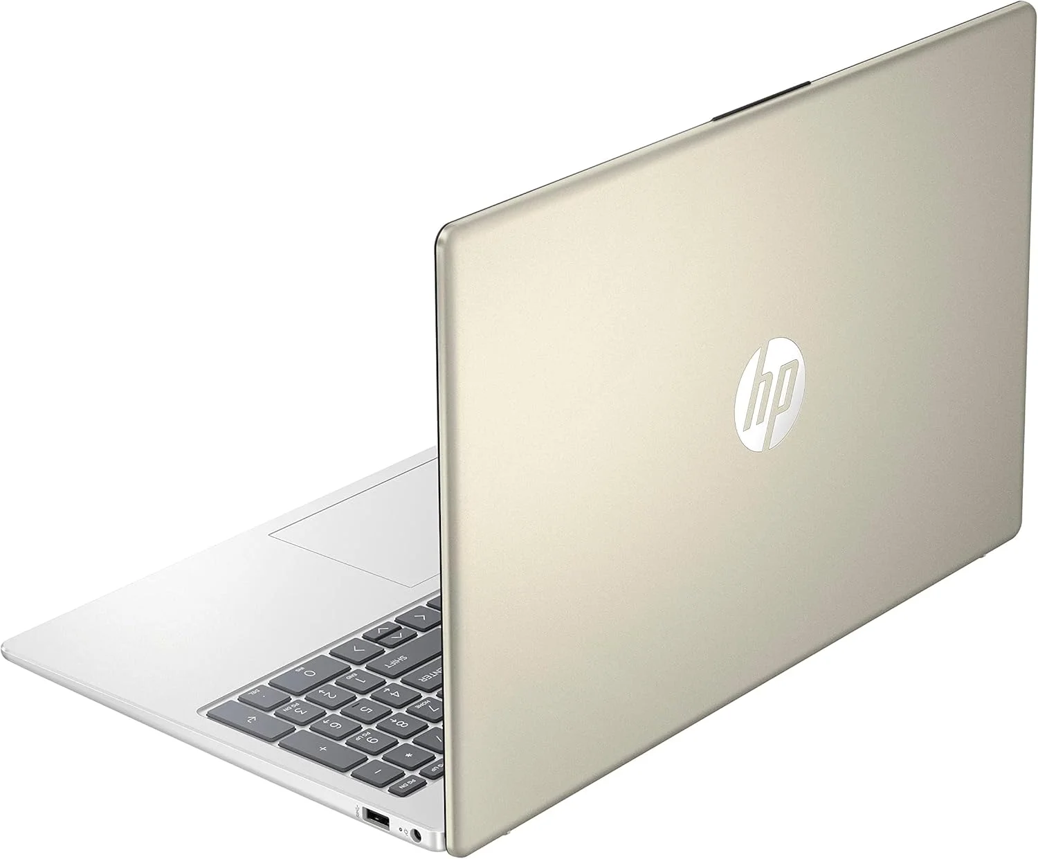 لپ تاپ HP مدل 15-fc0010ne، صفحه نمایش 15.6 اینچ FHD، پردازنده نسل هفتم AMD Ryzen? 5، رم 8 گیگابایت، حافظه SSD 512 گیگابایت، گرافیک AMD Radeon?، ویندوز 11 هوم، صفحه کلید En-Ar، طلایی گرم - [7Q791EA]