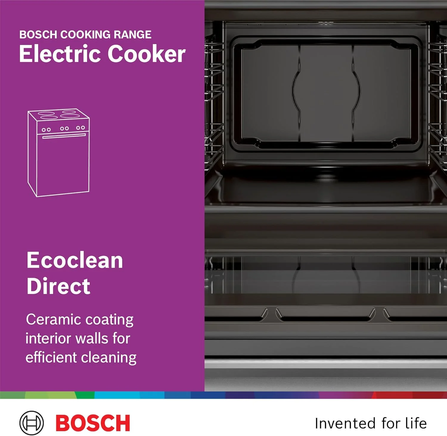 اجاق گاز برقی ایستاده بوش، 66 لیتری، 4 منطقه پخت، هوای داغ سه بعدی، EcoClean Direct، ساخت آلمان - HKL060070M مشکی اجاق گاز برقی ایستاده بوش، 66 لیتری، 4 منطقه پخت، هوای داغ سه بعدی، EcoClean Direct، ساخت آلمان - HKL060070M مشکی