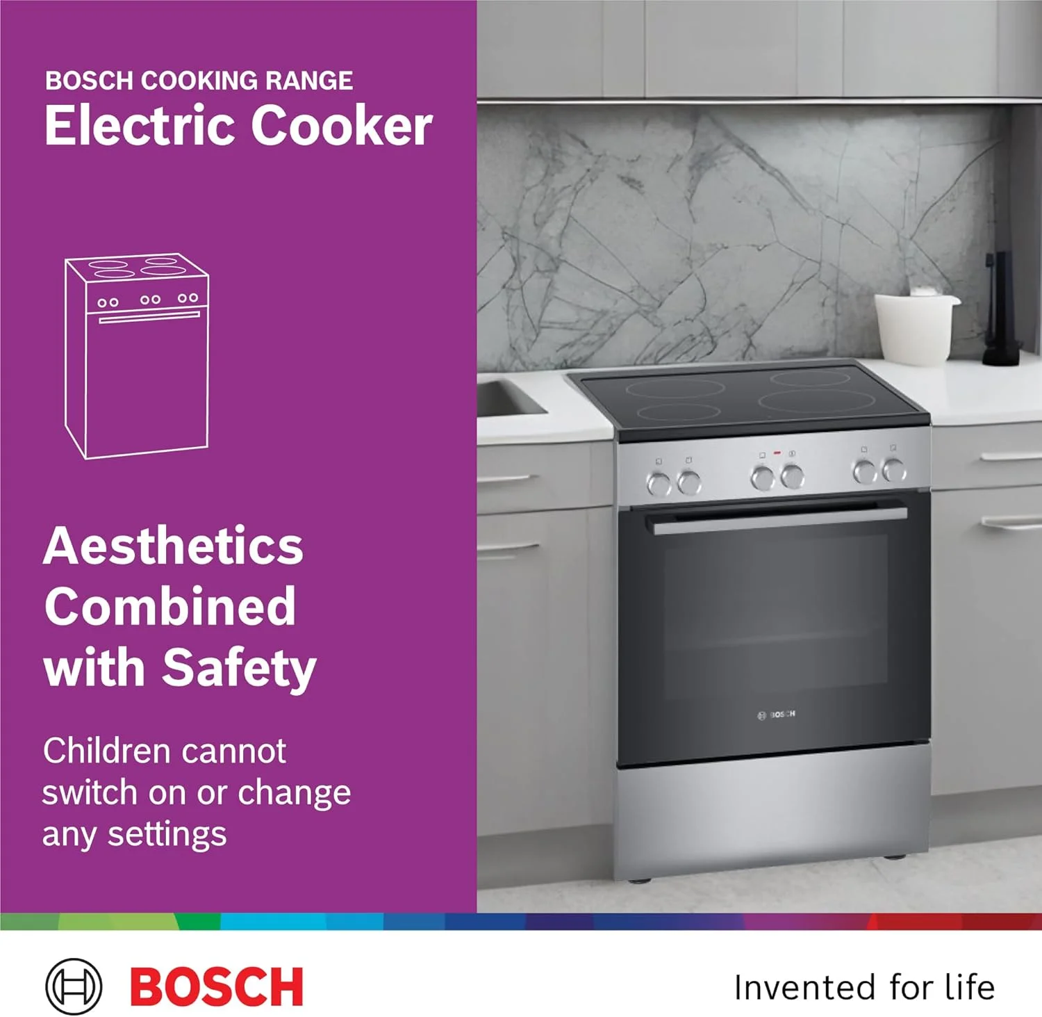 اجاق گاز برقی ایستاده بوش، 66 لیتری، 4 منطقه پخت، هوای داغ سه بعدی، EcoClean Direct، ساخت آلمان - HKL060070M مشکی اجاق گاز برقی ایستاده بوش، 66 لیتری، 4 منطقه پخت، هوای داغ سه بعدی، EcoClean Direct، ساخت آلمان - HKL060070M مشکی