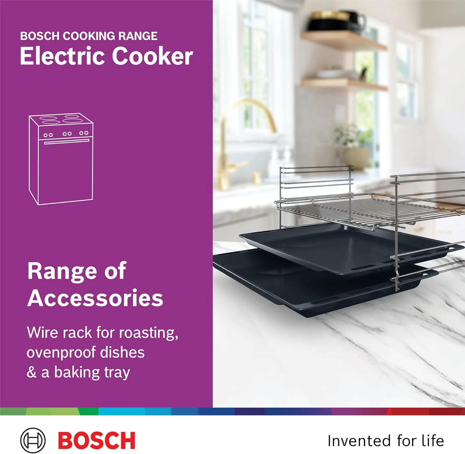 اجاق گاز برقی ایستاده بوش، 66 لیتری، 4 منطقه پخت، هوای داغ سه بعدی، EcoClean Direct، ساخت آلمان - HKL060070M مشکی اجاق گاز برقی ایستاده بوش، 66 لیتری، 4 منطقه پخت، هوای داغ سه بعدی، EcoClean Direct، ساخت آلمان - HKL060070M مشکی
