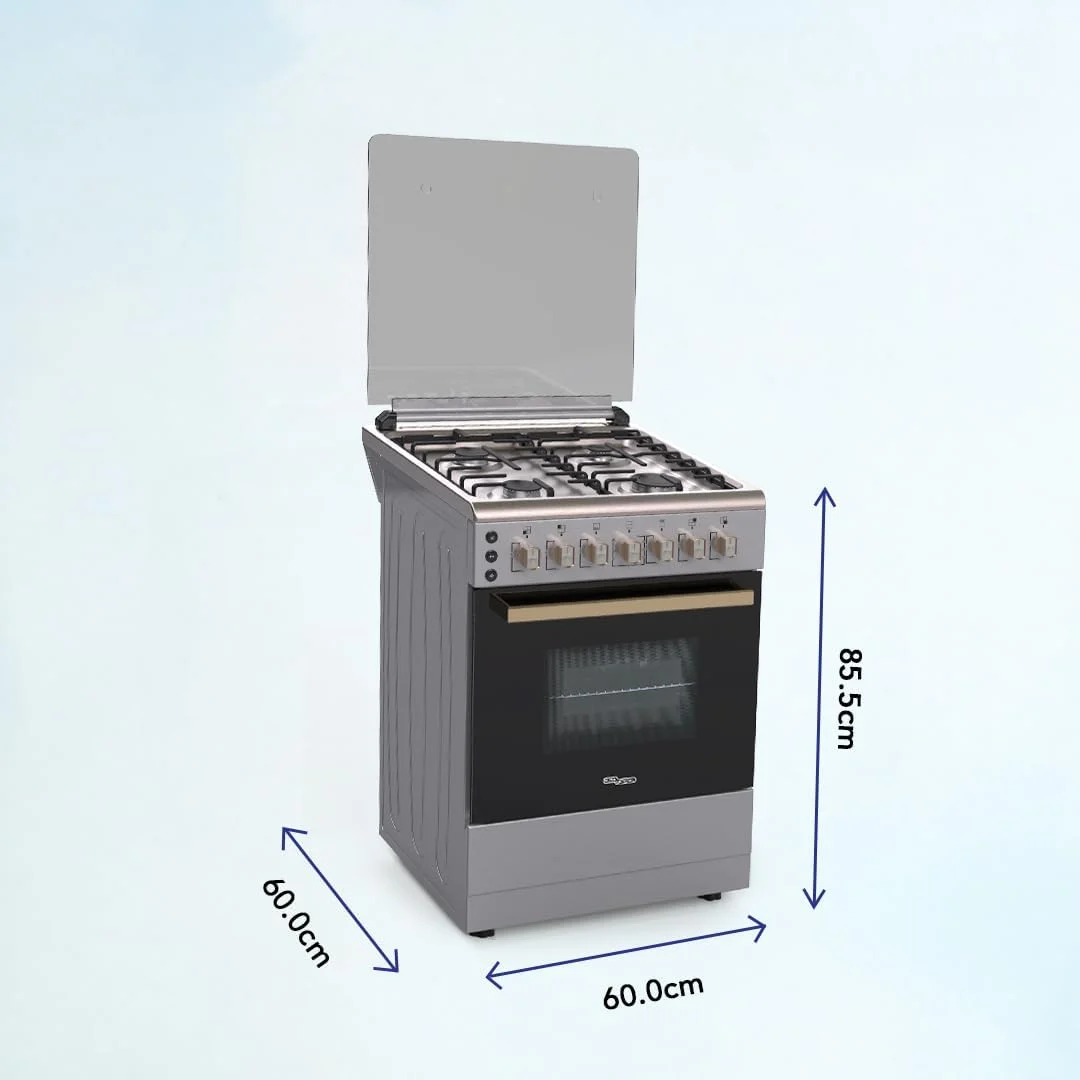اجاق گاز ایستاده سوپر جنرال مدل SGC-6170-MSFS، ابعاد 60x60x85 سانتیمتر (عرضxعمقxارتفاع)، دارای 4 شعله، صفحه استیل ضد زنگ با ایمنی کامل، فر گازی و گریل با جوجهگردان، لامپ فر، دکمه جرقه زن، روکش نقرهای اجاق گاز ایستاده سوپر جنرال مدل SGC-6170-MSFS، ابعاد 60x60x85 سانتیمتر (عرضxعمقxارتفاع)، دارای 4 شعله، صفحه استیل ضد زنگ با ایمنی کامل، فر گازی و گریل با جوجهگردان، لامپ فر، دکمه جرقه زن، روکش نقرهای