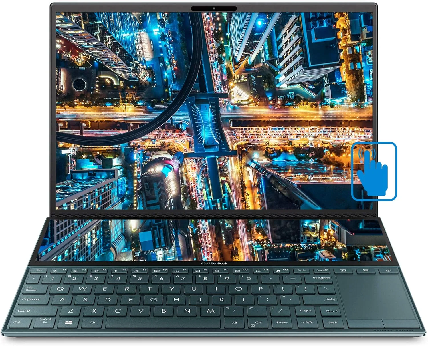لپ تاپ خانگی و سرگرمی ایسوس ZenBook Duo (پردازنده Intel i7-10510U 4 هسته ای، 16 گیگابایت رم، 2 ترابایت PCIe SSD، کارت گرافیک NVIDIA MX250، صفحه نمایش لمسی 14.0 اینچی Full HD (1920x1080)، قلم فعال، WiFi، بلوتوث، ویندوز 10 پرو) به همراه هاب USB