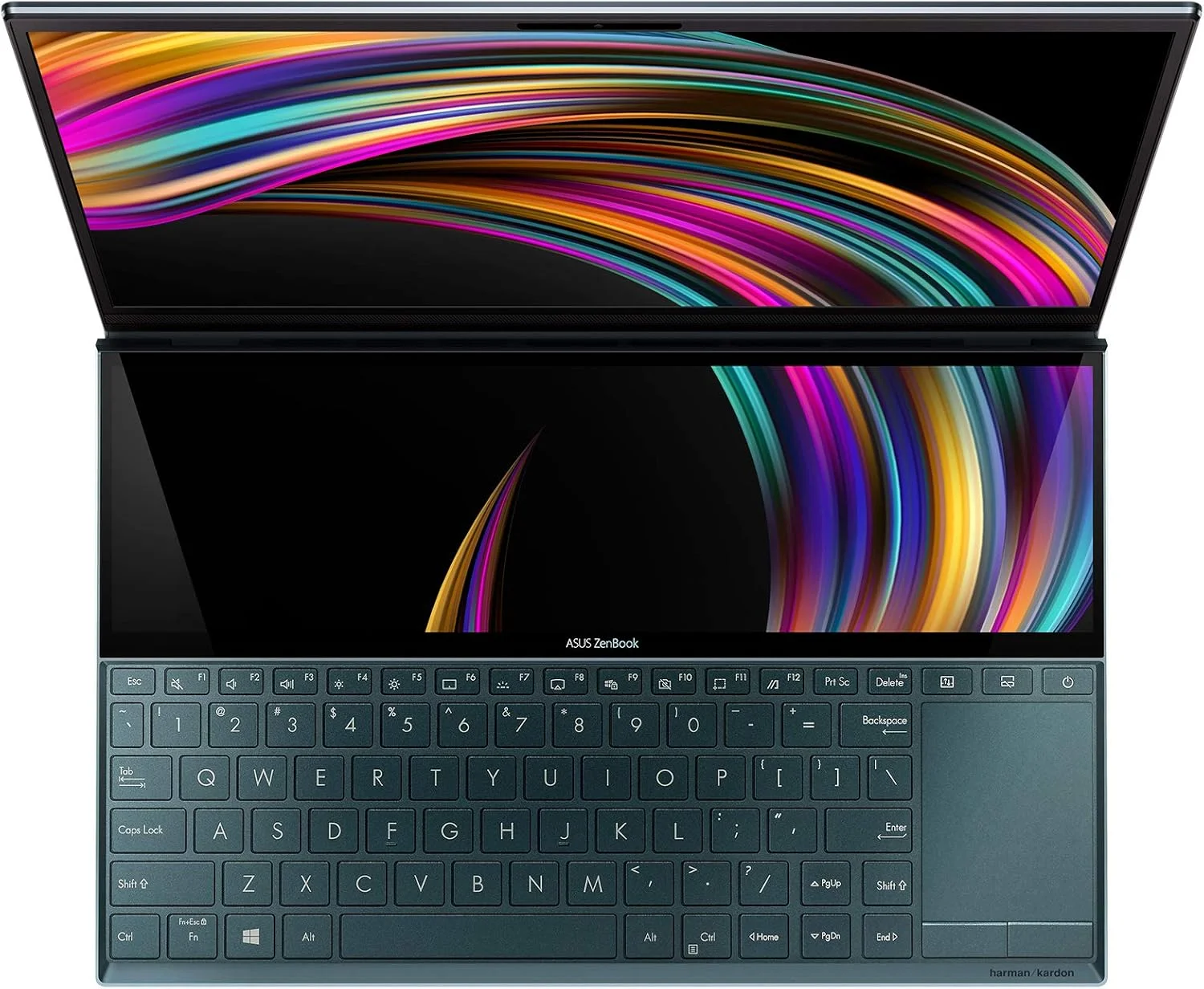 لپ تاپ خانگی و سرگرمی ایسوس ZenBook Duo (پردازنده Intel i7-10510U 4 هسته ای، 16 گیگابایت رم، 2 ترابایت PCIe SSD، کارت گرافیک NVIDIA MX250، صفحه نمایش لمسی 14.0 اینچی Full HD (1920x1080)، قلم فعال، WiFi، بلوتوث، ویندوز 10 پرو) به همراه هاب USB