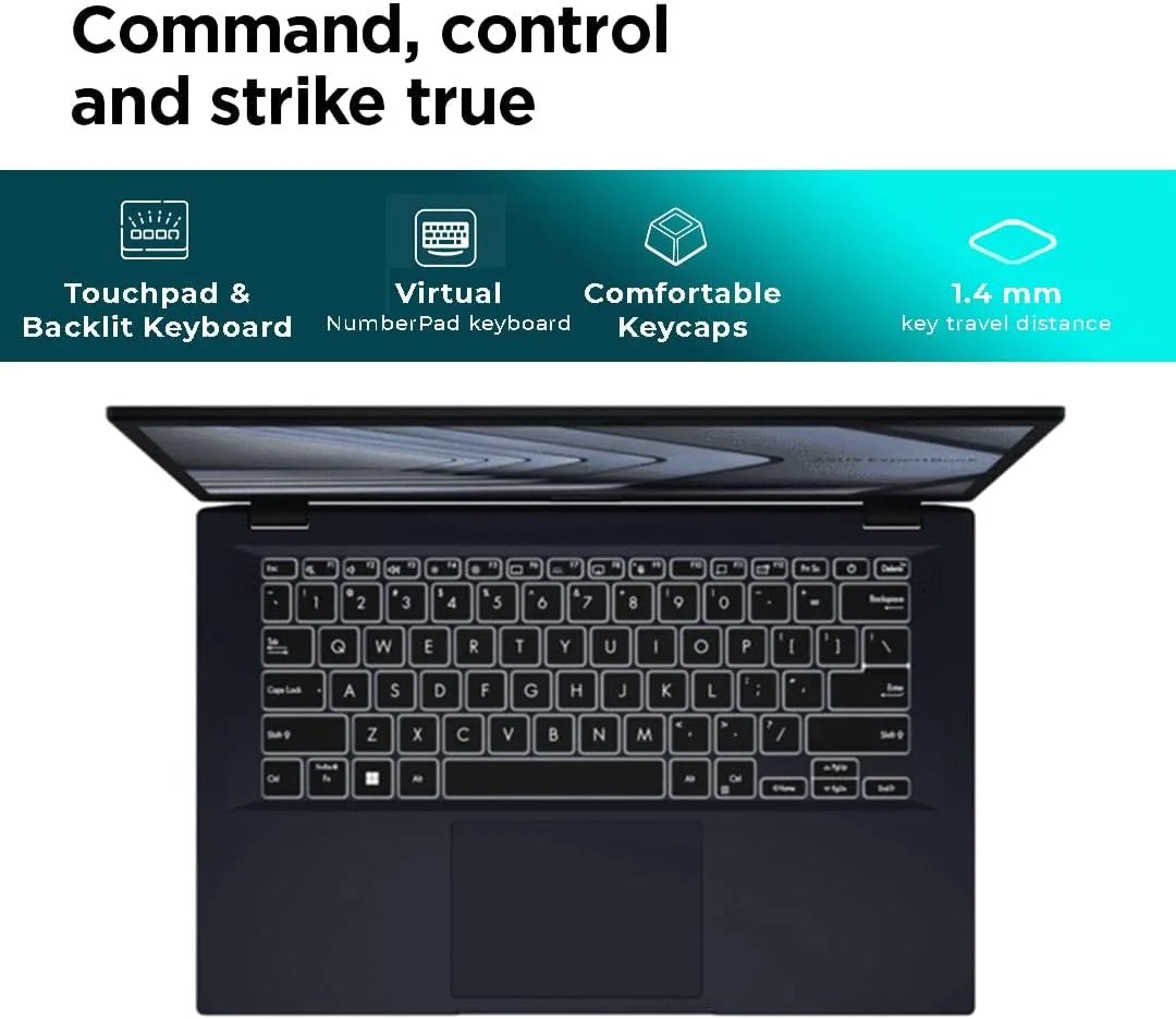 لپ تاپ ASUS ExpertBook B1 B1402CVA | پردازنده Intel Core i7-1355U | رم 16 گیگابایتی DDR4 | حافظه SSD 1 ترابایتی | گرافیک Intel Iris Xᵉ | صفحه نمایش 14 اینچی FHD Anti-glare LED | کیبورد Chiclet با نور پس زمینه | ویندوز 11 پرو | مشکی ستاره ای