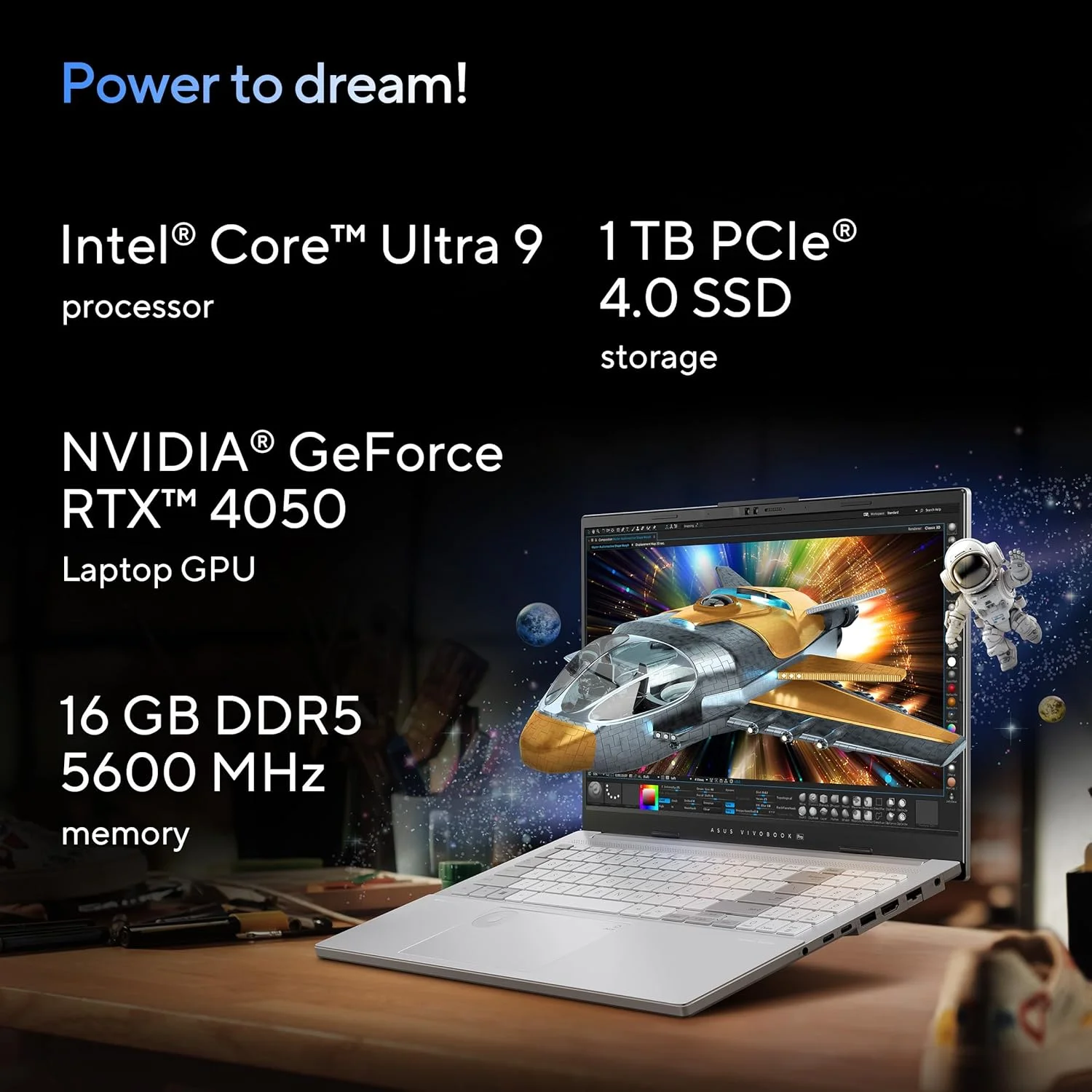 لپ تاپ ایسوس Vivobook Pro 15 OLED N6506MU-MA011W با پردازنده Ultra 9-185H، رم 16 گیگابایت، حافظه SSD 1 ترابایت، کارت گرافیک NVIDIA GeForce RTX 4050 6GB، صفحه نمایش 15.6 اینچ 3K (2880x1620) OLED 120Hz و ویندوز 11 Home - رنگ Earl Grey