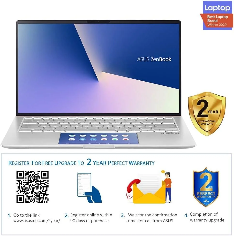 ایسوس Zenbook 14 UX434FLC-A6480T (نقره ای یخی) - پردازنده 4 هسته ای Intel Core i7-10510U با فرکانس 1.8 گیگاهرتز، 16 گیگابایت رم، 1 ترابایت SSD، NVIDIA® GeForce MX250، صفحه نمایش 14 اینچی FHD 60 هرتز، ویندوز 10 هوم، کیبورد با نور پس زمینه انگلیسی-عربی ایسوس Zenbook 14 UX434FLC-A6480T (نقره ای یخی) - پردازنده 4 هسته ای Intel Core i7-10510U با فرکانس 1.8 گیگاهرتز، 16 گیگابایت رم، 1 ترابایت SSD، NVIDIA® GeForce MX250، صفحه نمایش 14 اینچی FHD 60 هرتز، ویندوز 10 هوم، کیبورد با نور پس زمینه انگلیسی-عربی